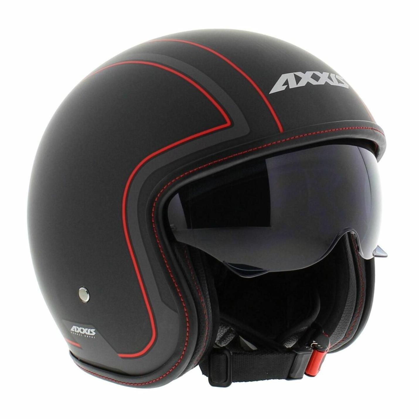 Helm Axxis Hornet Royal Mat Zwart met rode accenten AE-trading