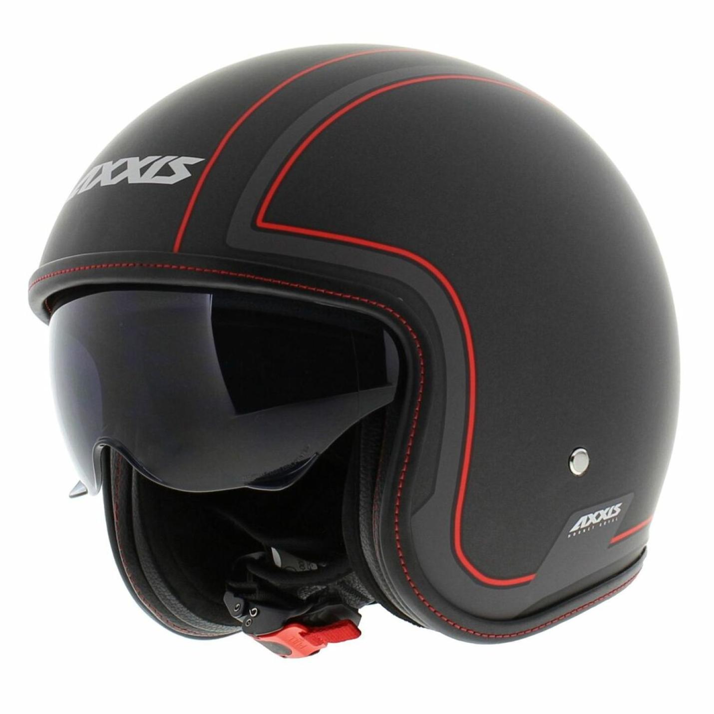 Helm Axxis Hornet Royal Mat Zwart met rode accenten AE-trading