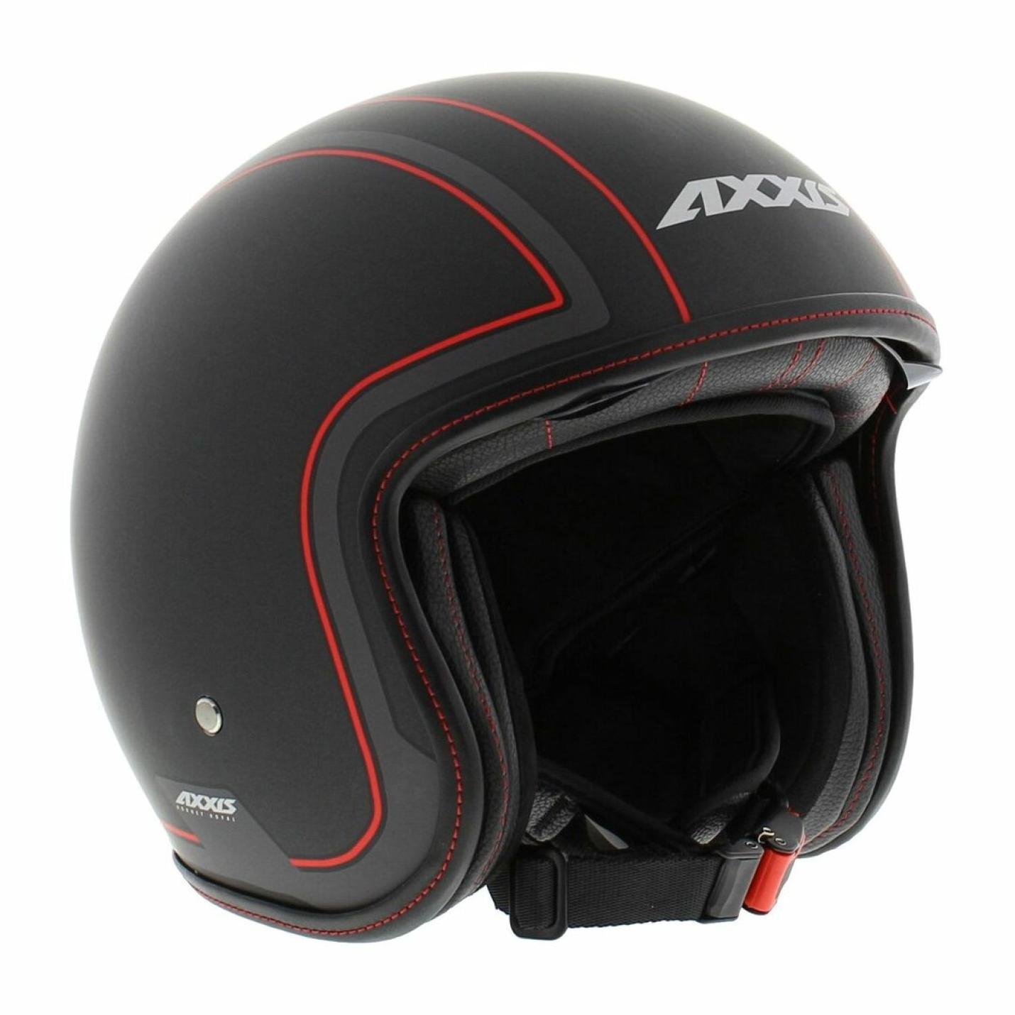 Helm Axxis Hornet Royal Mat Zwart met rode accenten AE-trading