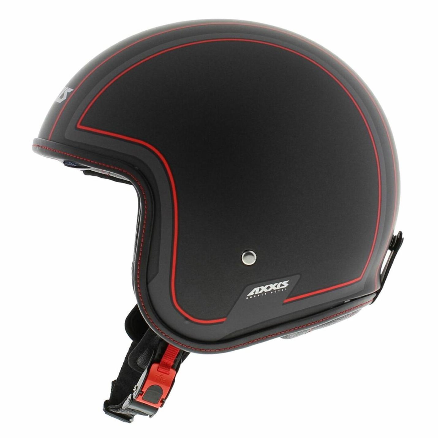 Helm Axxis Hornet Royal Mat Zwart met rode accenten AE-trading