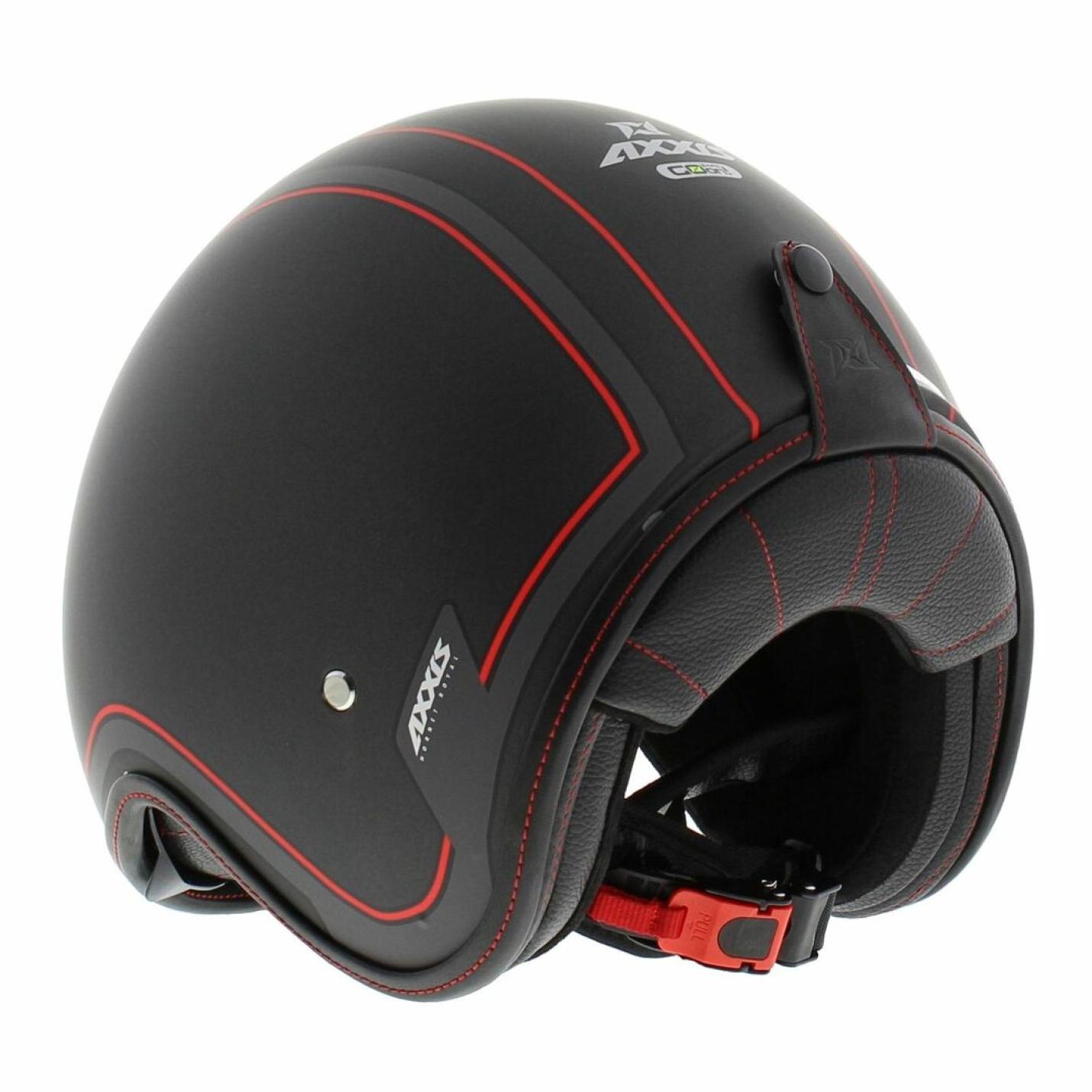 Helm Axxis Hornet Royal Mat Zwart met rode accenten AE-trading