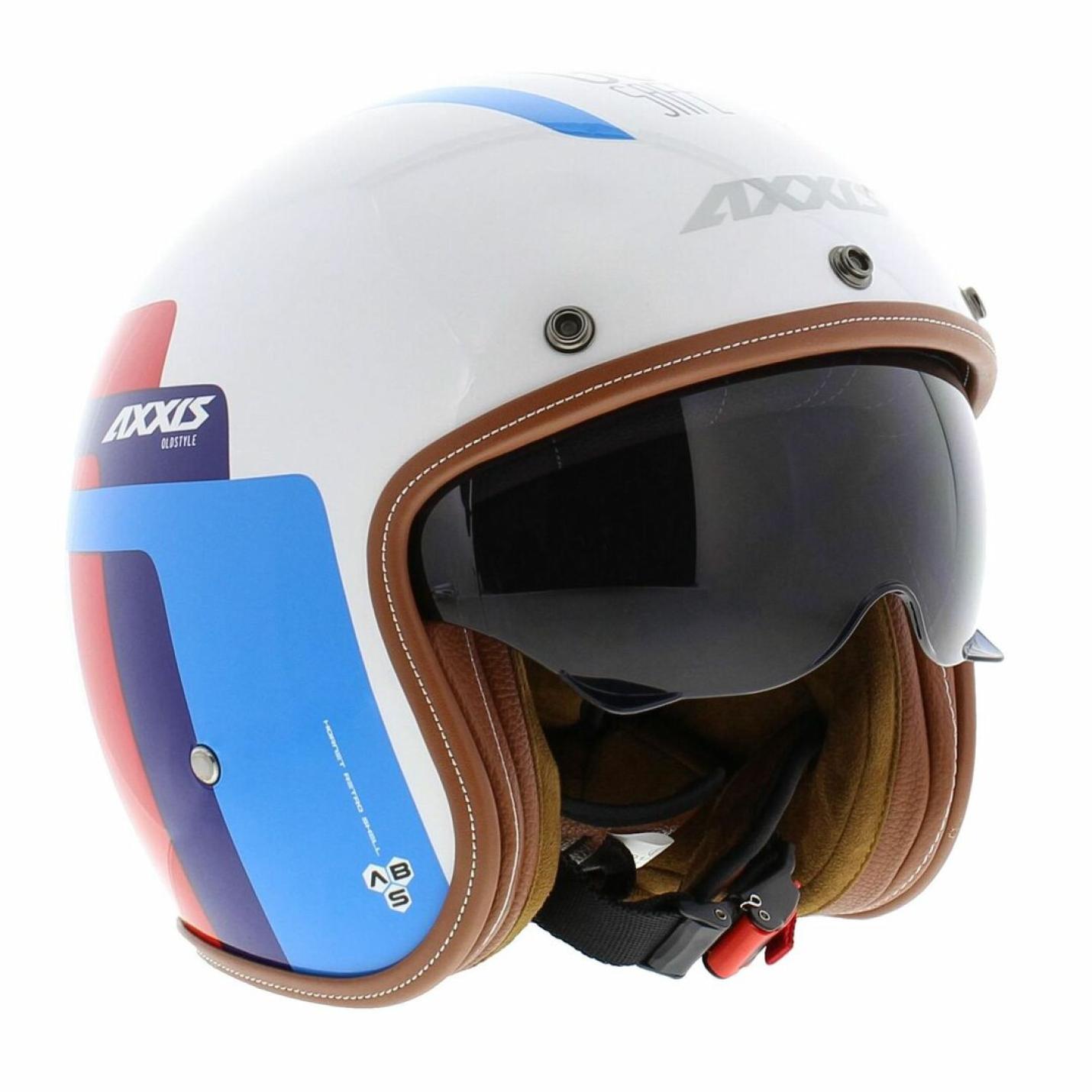 Helm Axxis Hornet Old Style Glans Blauw wit AE-trading