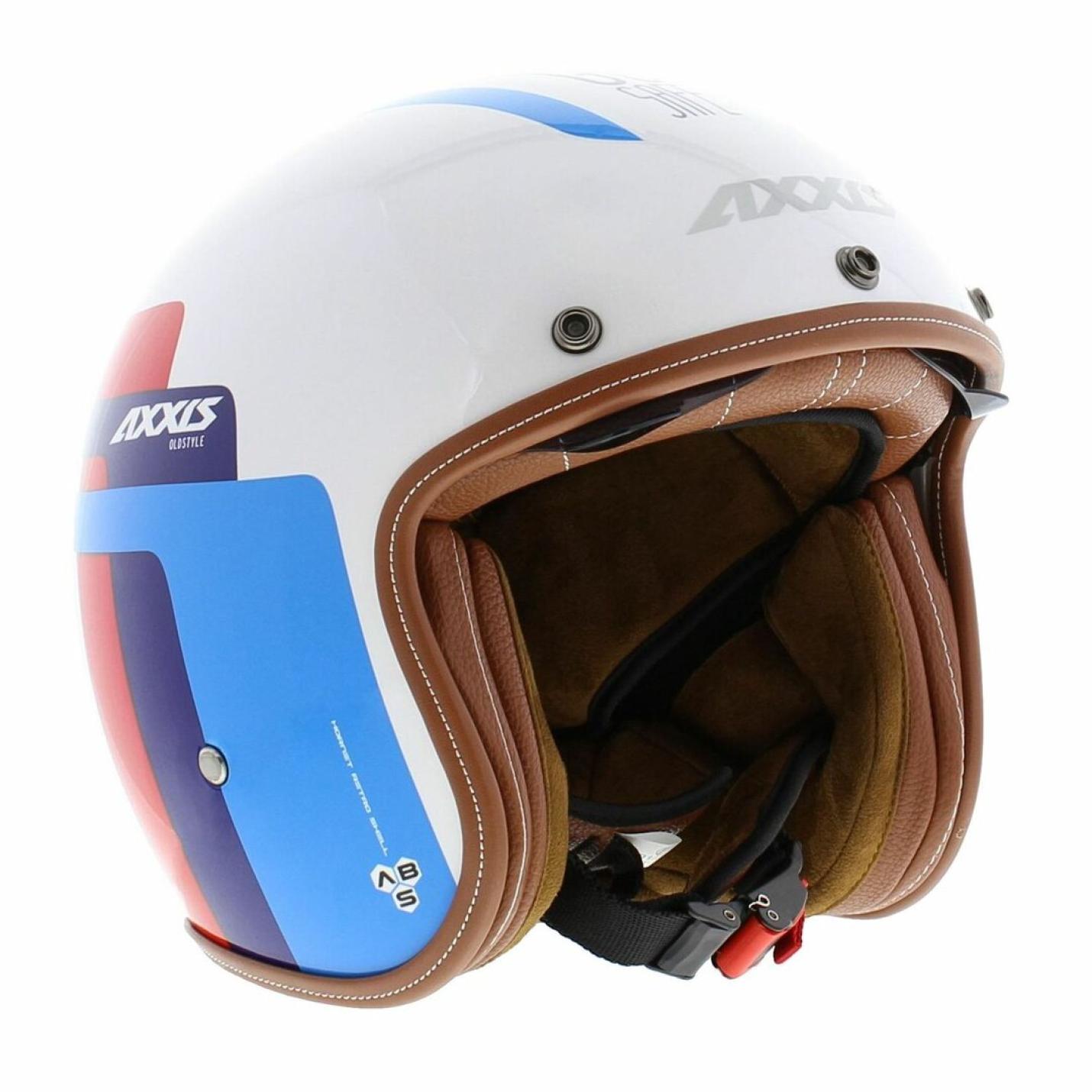 Helm Axxis Hornet Old Style Glans Blauw wit AE-trading