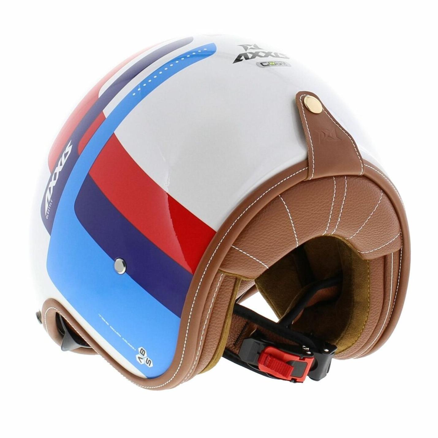 Helm Axxis Hornet Old Style Glans Blauw wit AE-trading