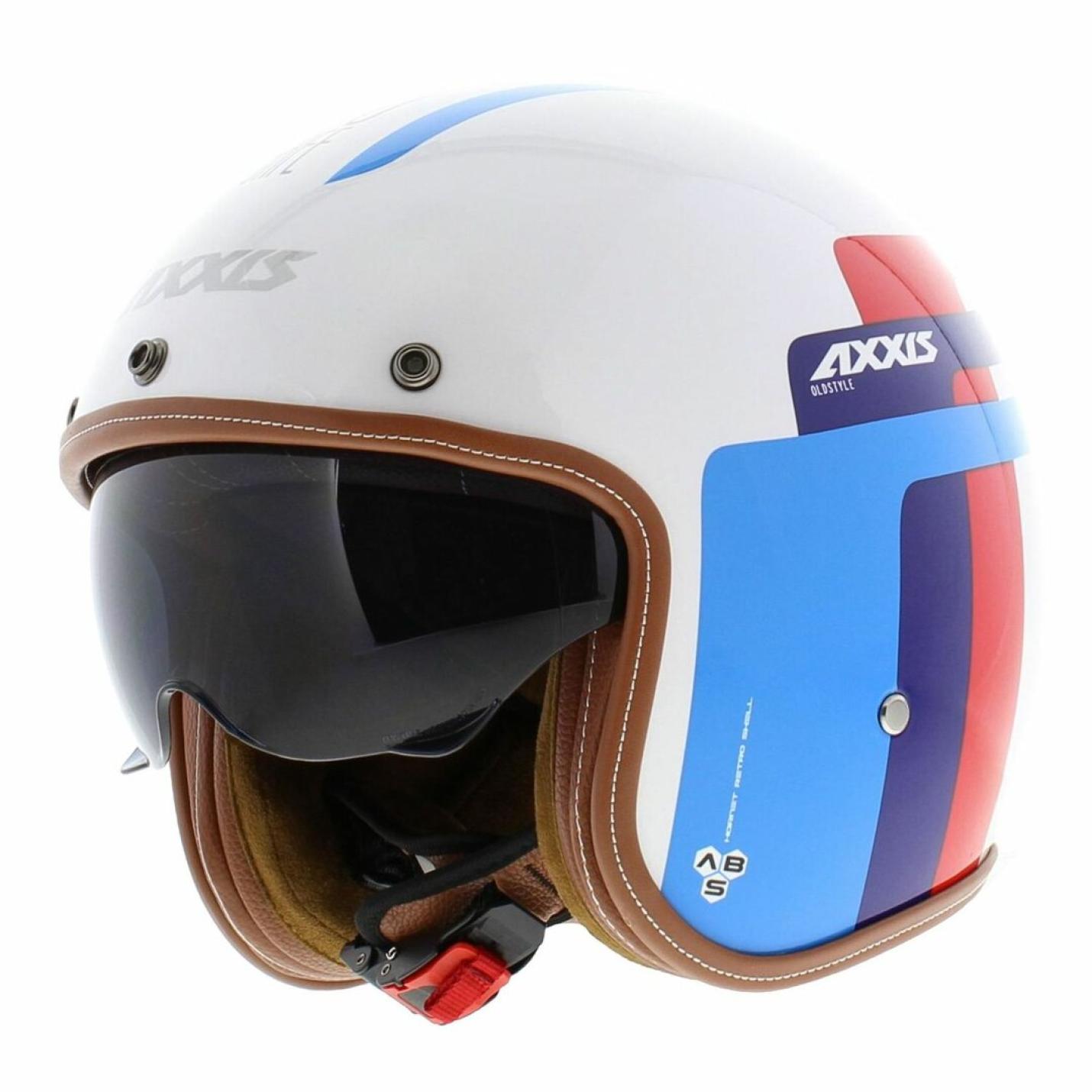 Helm Axxis Hornet Old Style Glans Blauw wit AE-trading