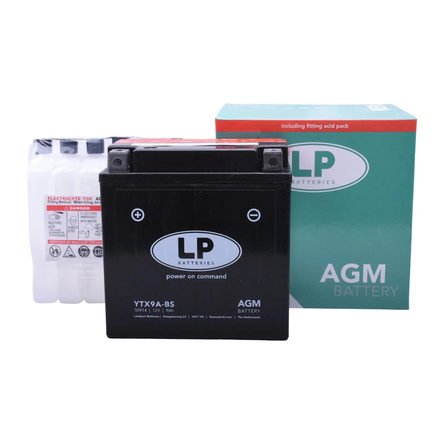 Accu Landport YTX9A-BS AGM (12V/9A) - AE-trading