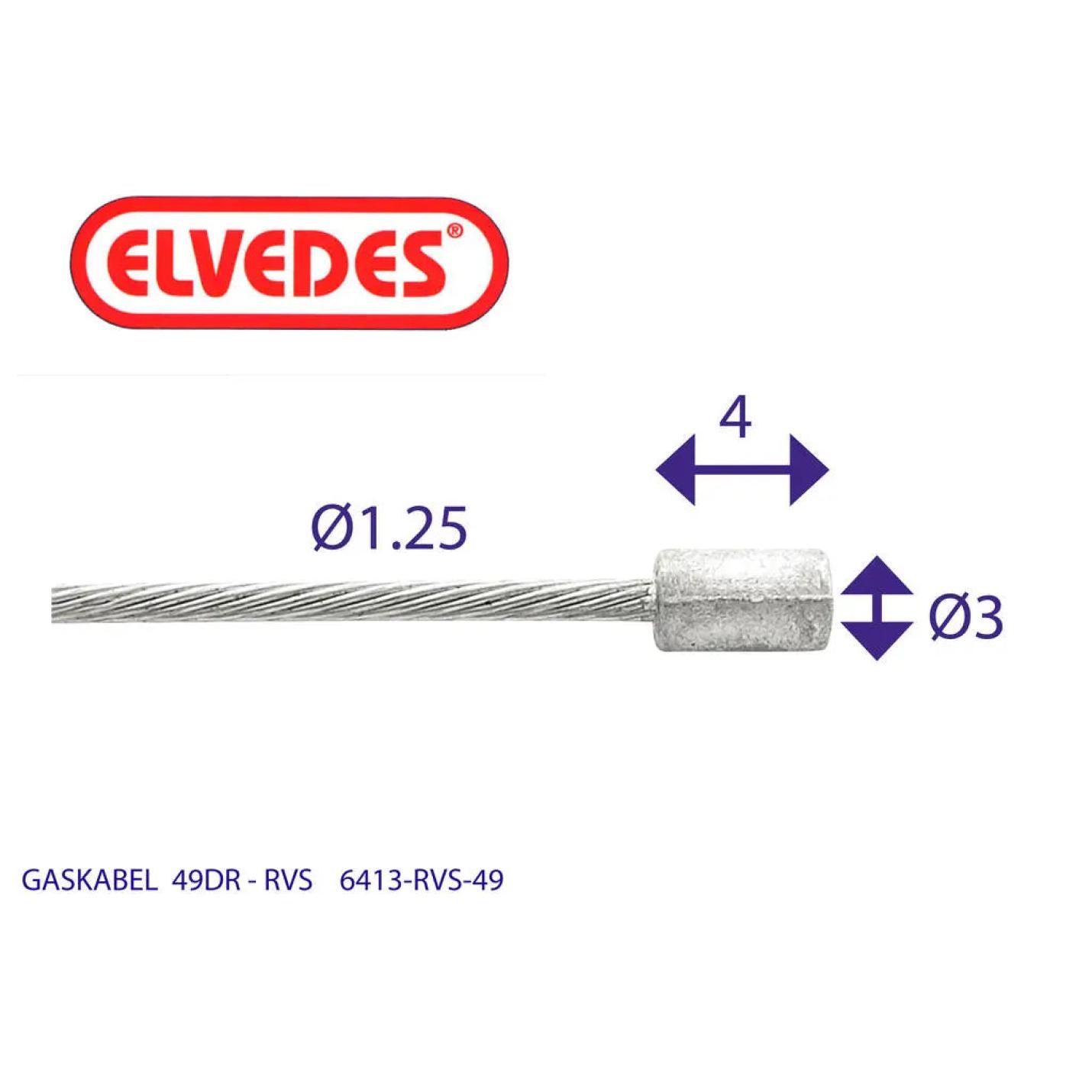Gaskabel Binnen Elvedes Ton RVS 49-draads (6413RVS-49) AE-trading