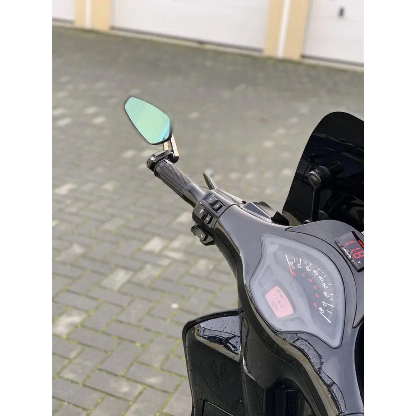Bar end spiegels universeel ZILVER-edition stuureinde voor scooter en motor