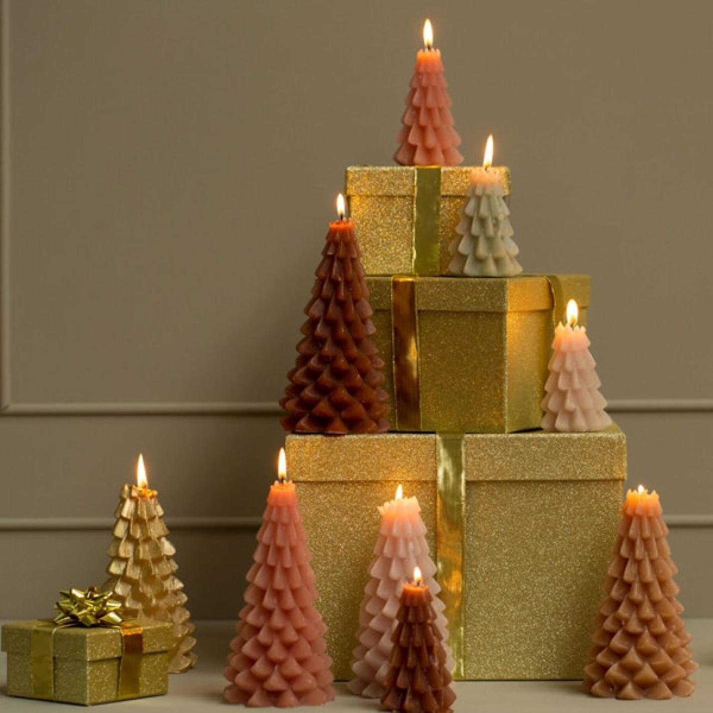 Rustik Lys kaars Kerstboom Forest green 12; Afbeelding: 3