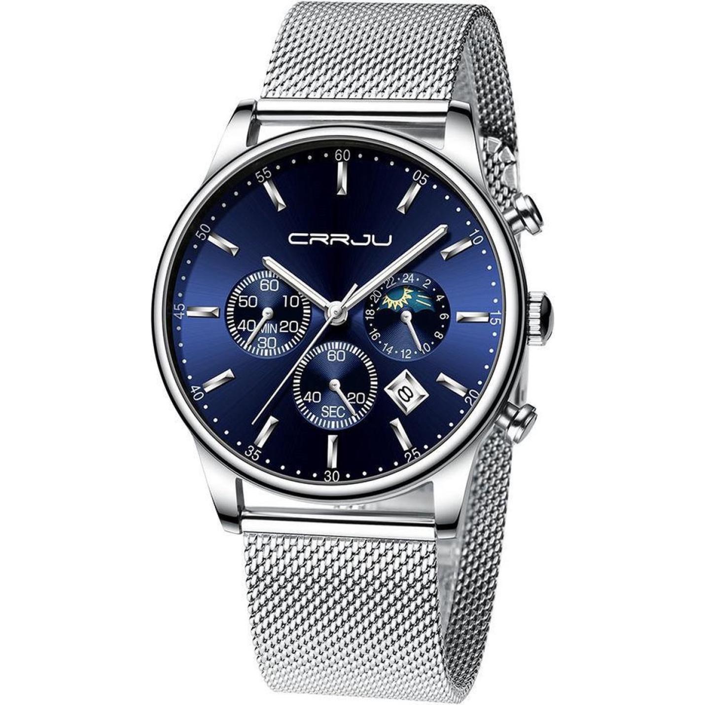 crrju-horloge-herenhorloge-zilverkleurig-blauw-staal-vooraanzicht