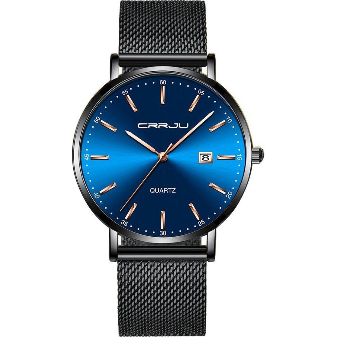 crrju-horloge-herenhorloge-zwart-blauw-staal-vooraanzicht