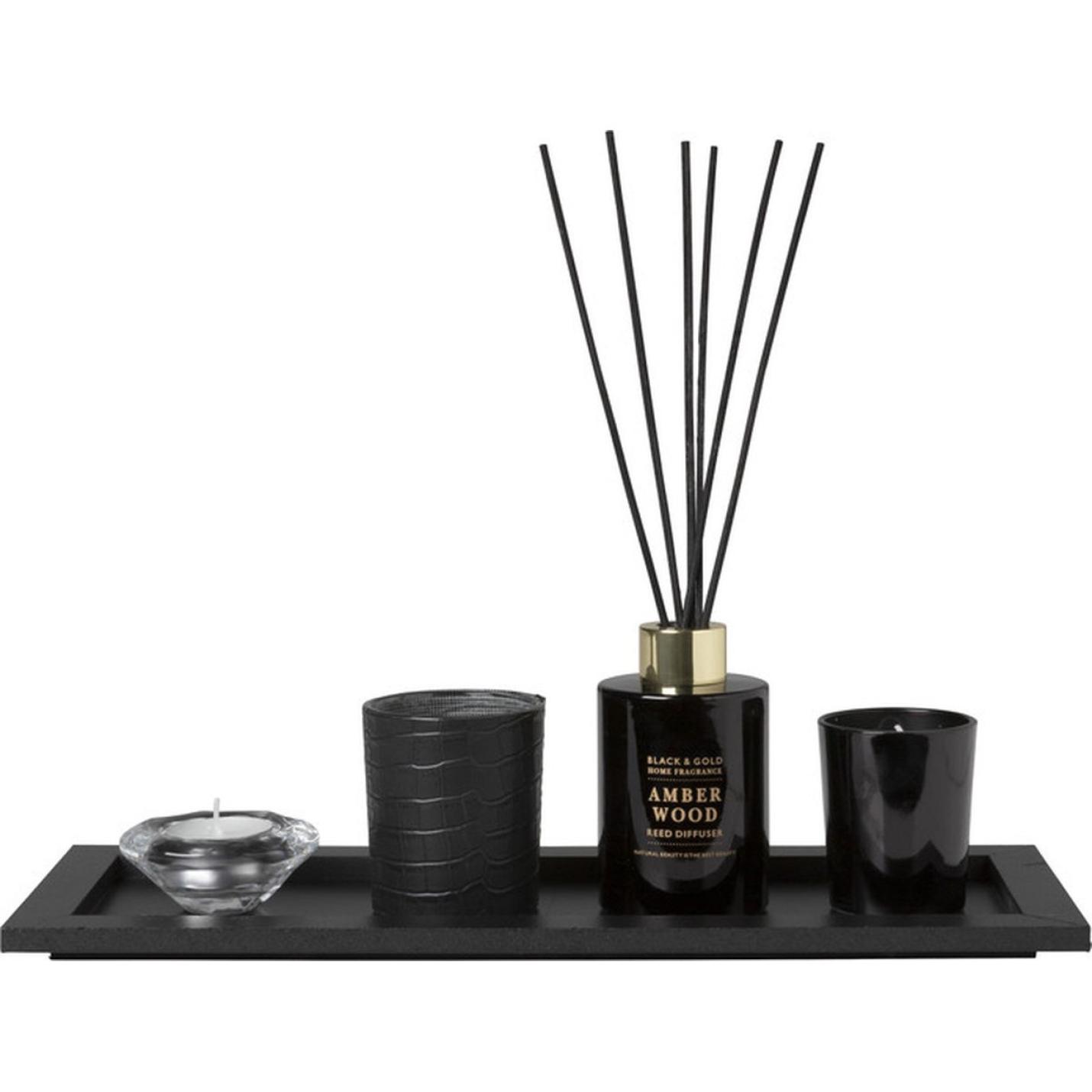 Cadeauset AMBER WOOD geur aroma giftset met geurstokjes en geurkaars
