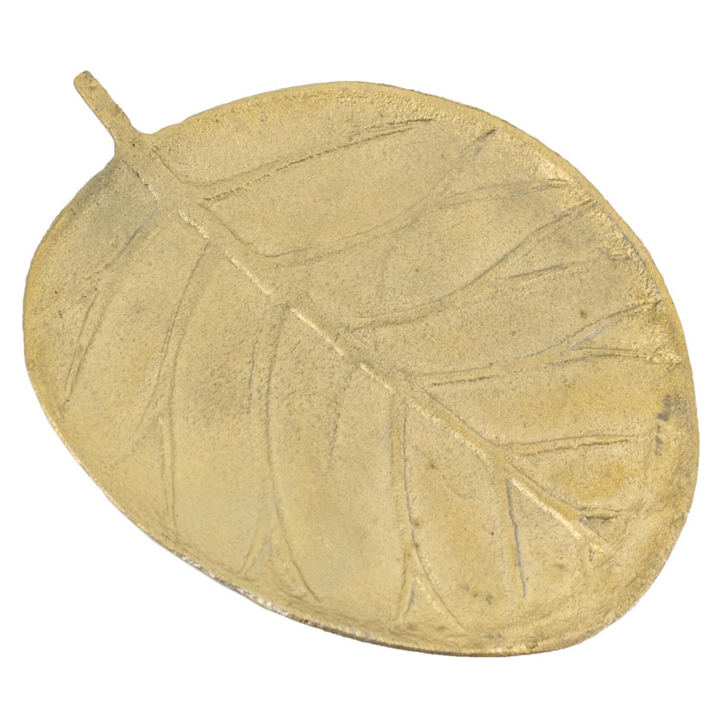 Schaaltje blad goudkleurig metaal 17,5 x 12,5 cm