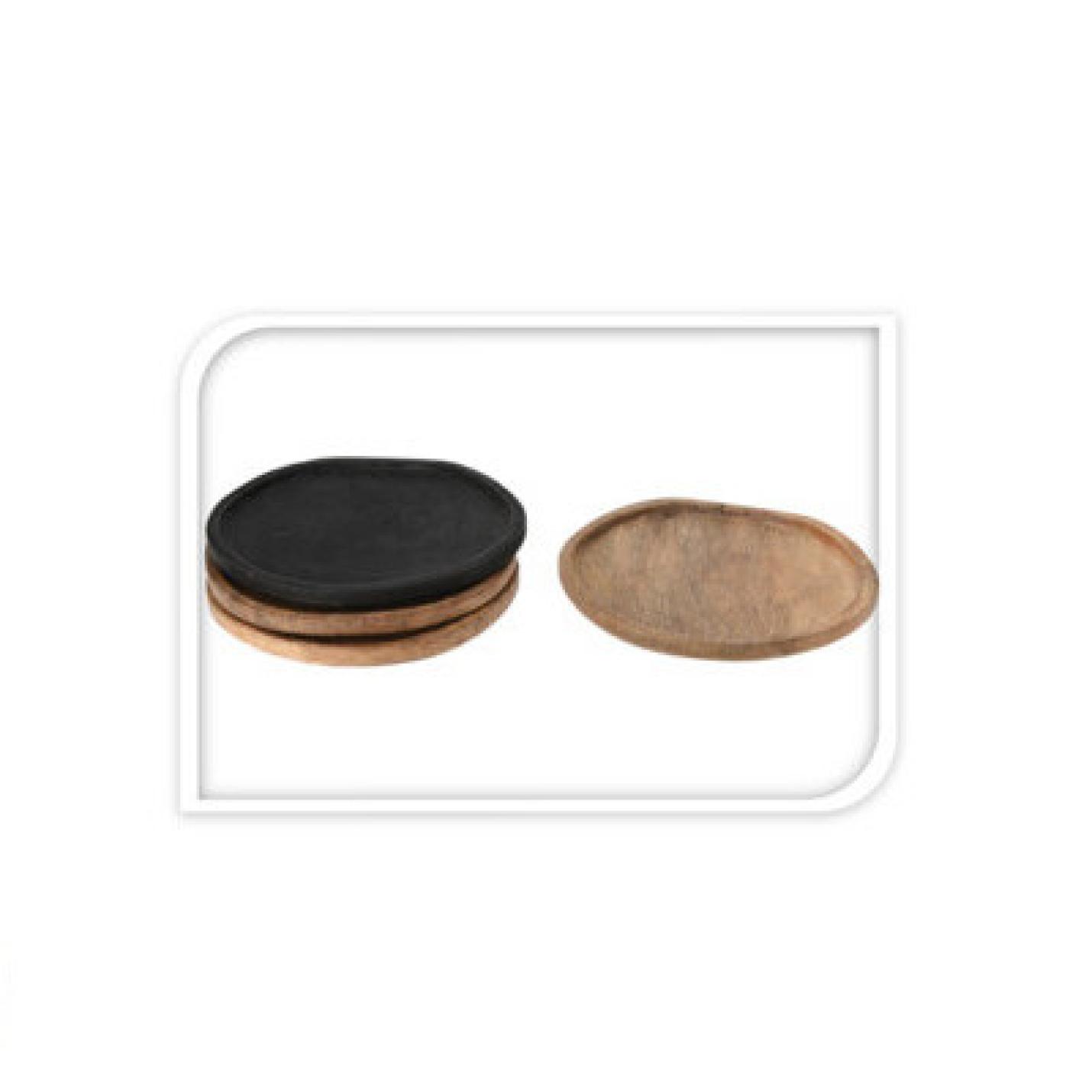 Massief houten schaaltjes / onderzetters 17x16cm (per 4 stuks) mangohout
