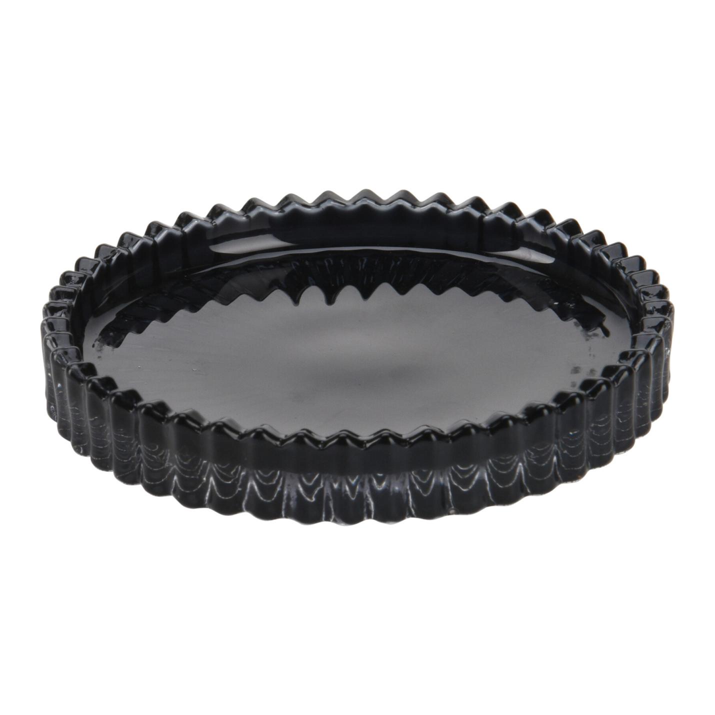 Schaaltjes zwart gekarteld glas 10cm mat en glanzend (per 2 stuks)