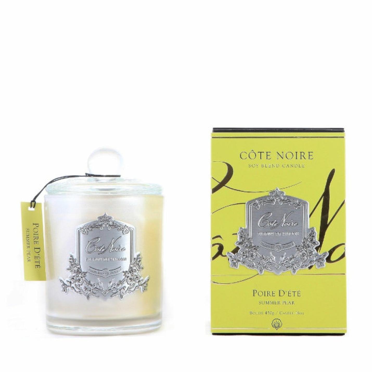 Geurkaars-Summer-Pear-zilver-Cote-Noire