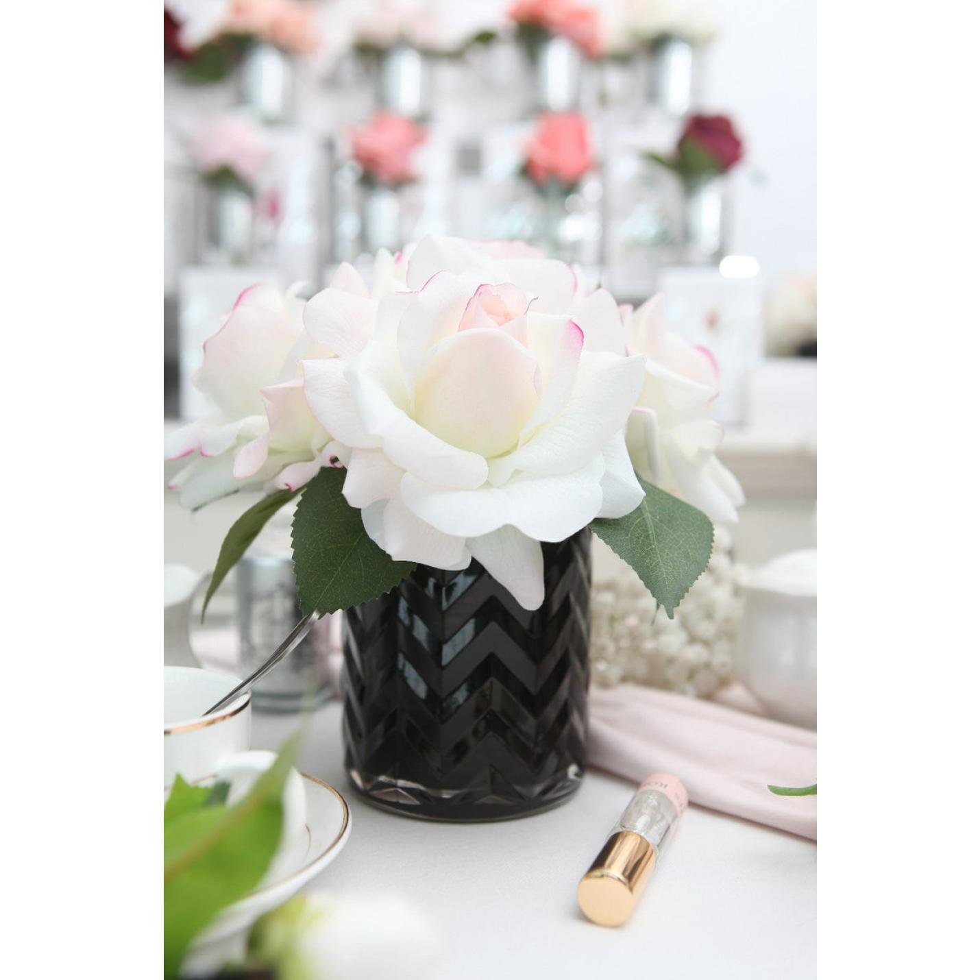 HCF01 - Geurbloemen Rozen in glazen vaas- Cote Noire