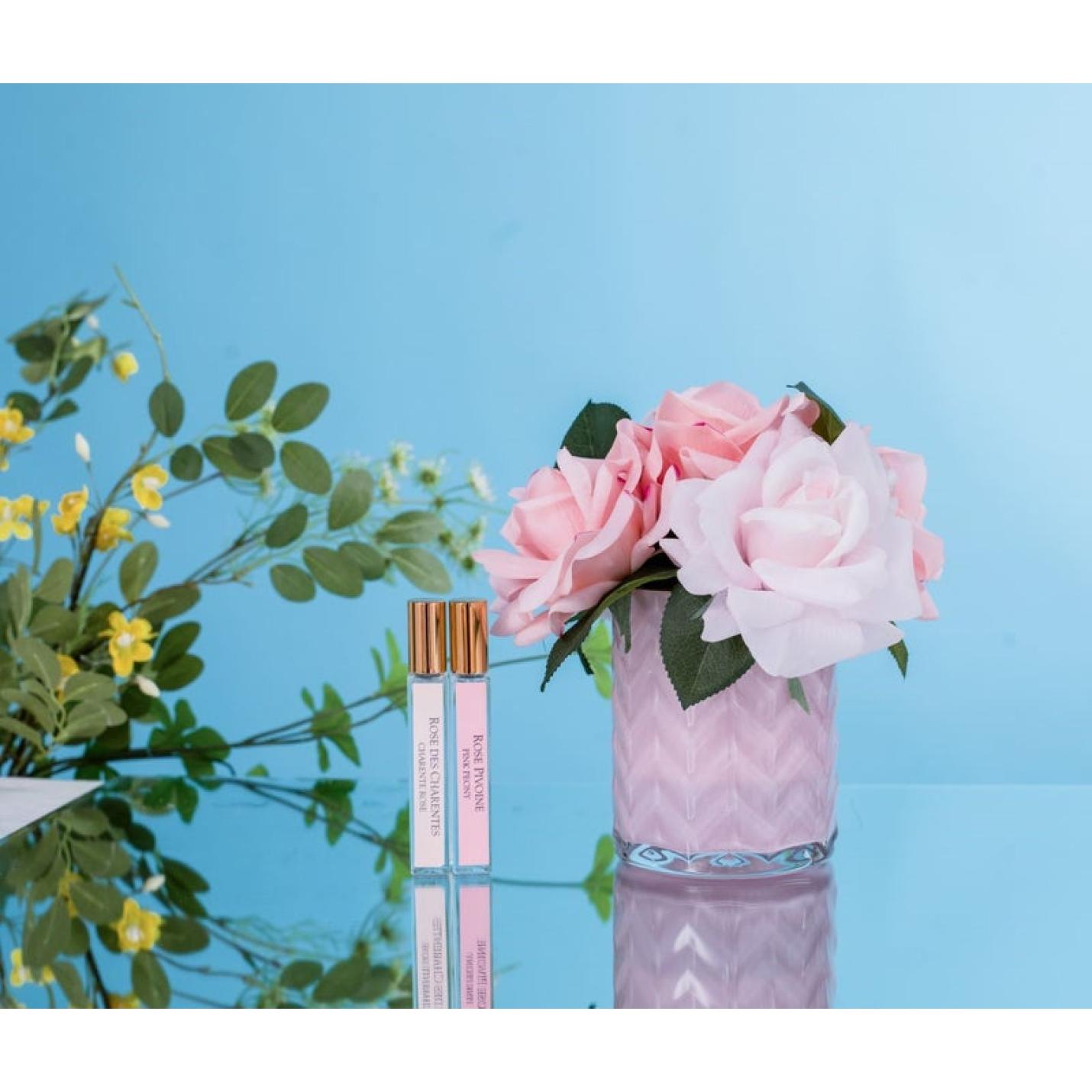 HCF03 - Geurbloemen Rozen in glazen vaas- Cote Noire