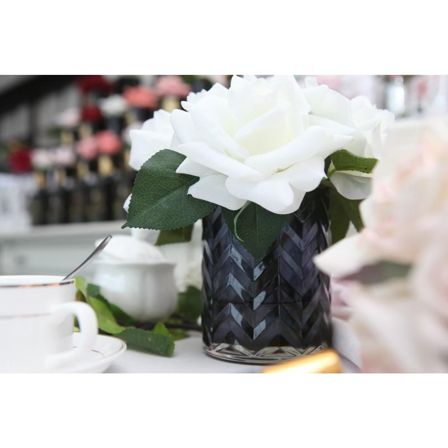 HCF04 - Geurbloemen Rozen in glazen vaas- Cote Noire