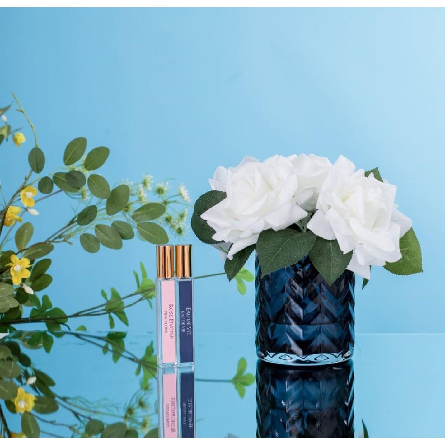 HCF04 - Geurbloemen Rozen in glazen vaas- Cote Noire