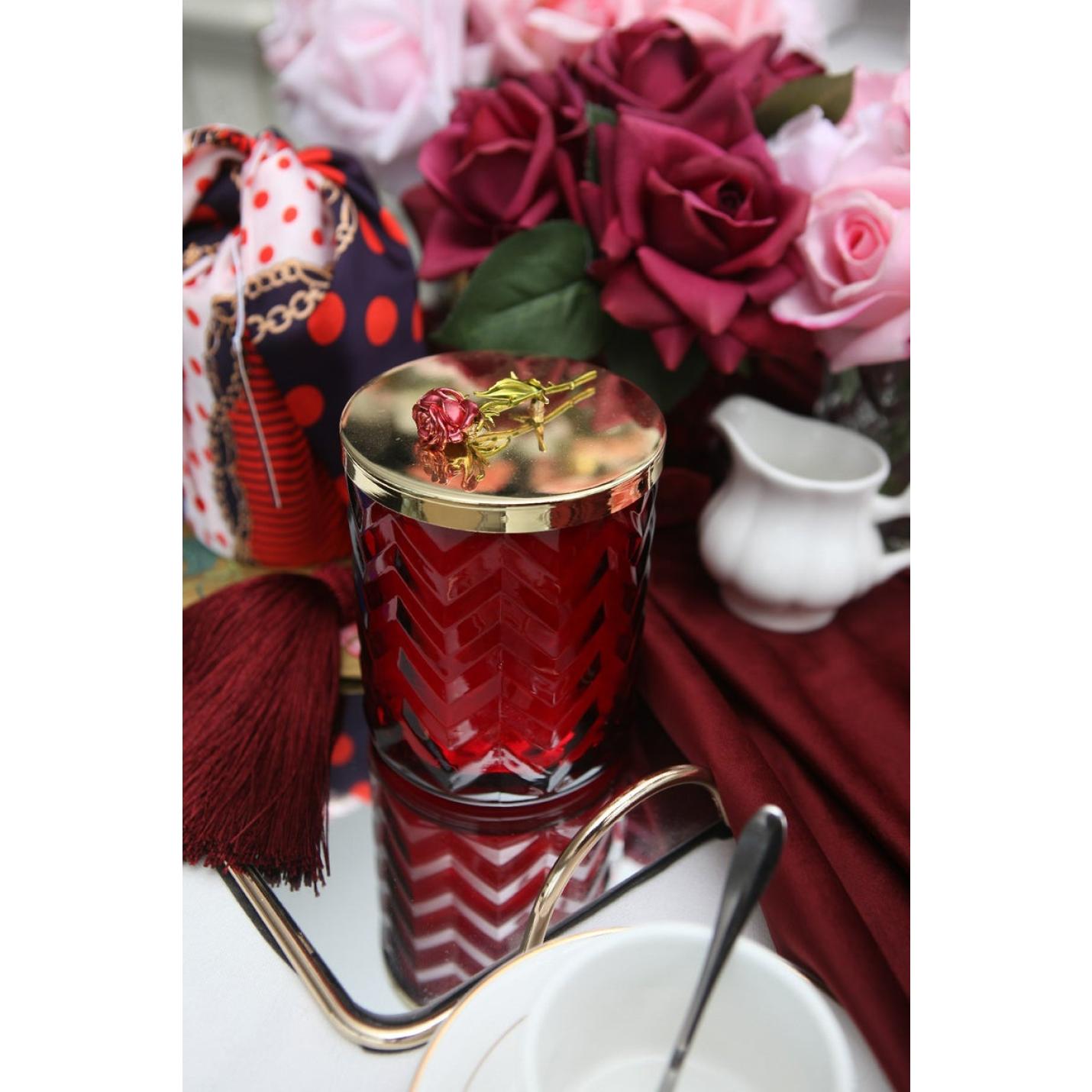 Geurkaars 600gr Harringbone Rose Oud - Cote Noire