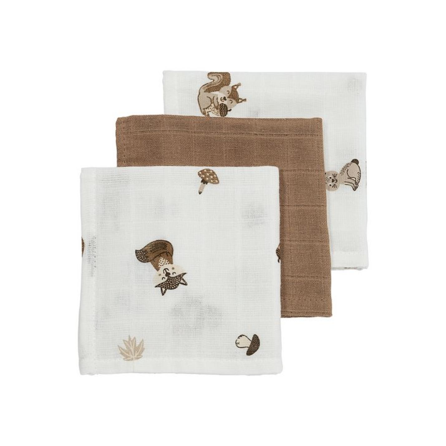 Meyco-baby-hydrofiel-forest-animal-30x30-3pack-Toffee-NeoNurses