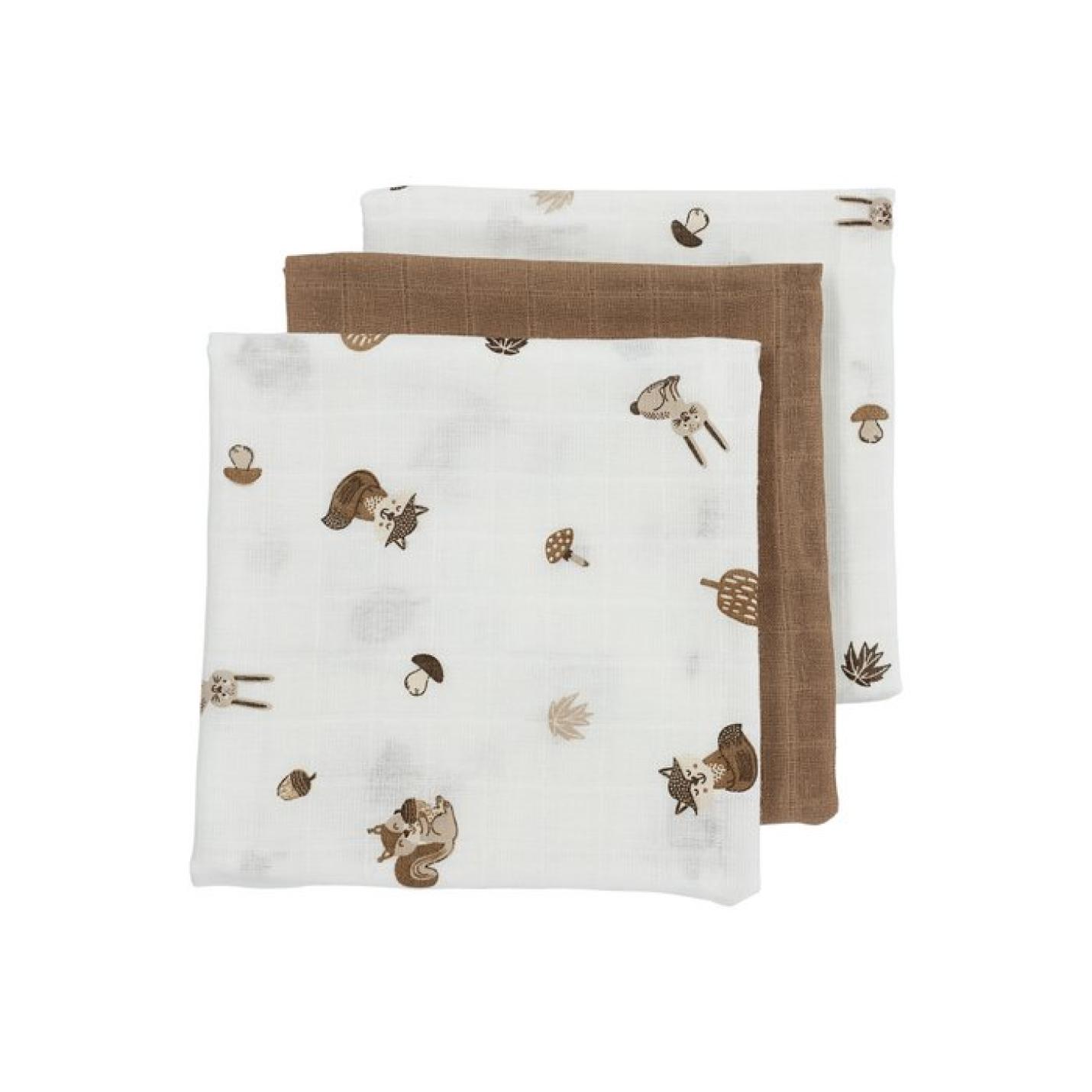 Meyco-baby-hydrofiel-forest-animal-70x70-3pack-Toffee-NeoNurses