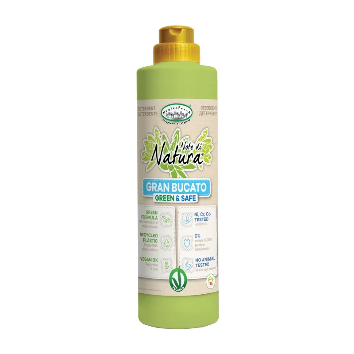 Note di Natura GREEN & SAFE wasmiddel voor wit en gekleurde was, 750 ml