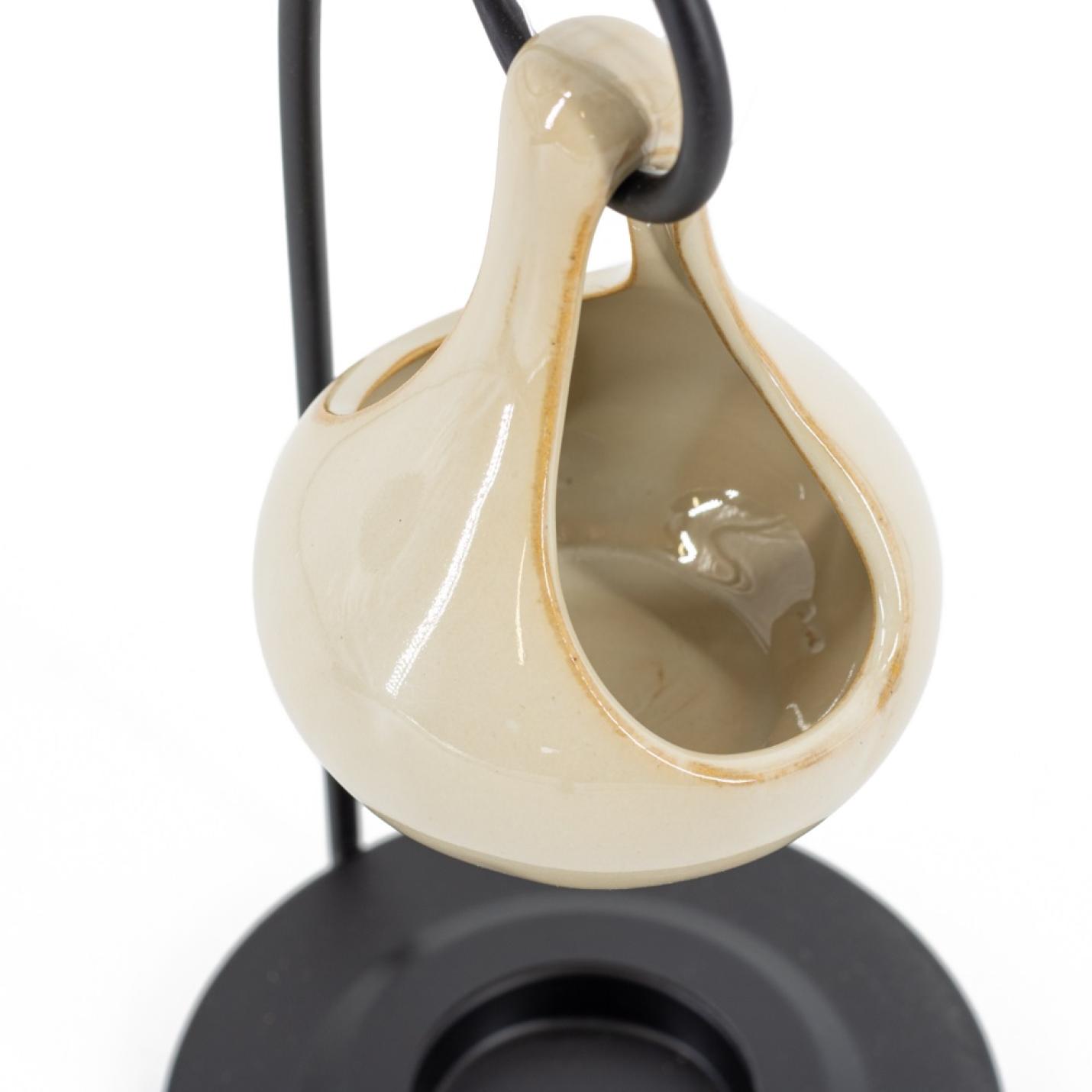 Waxwarmer hangend 19x10 cm met beige keramisch bakje | waxbrander | geurbrander - gb2435