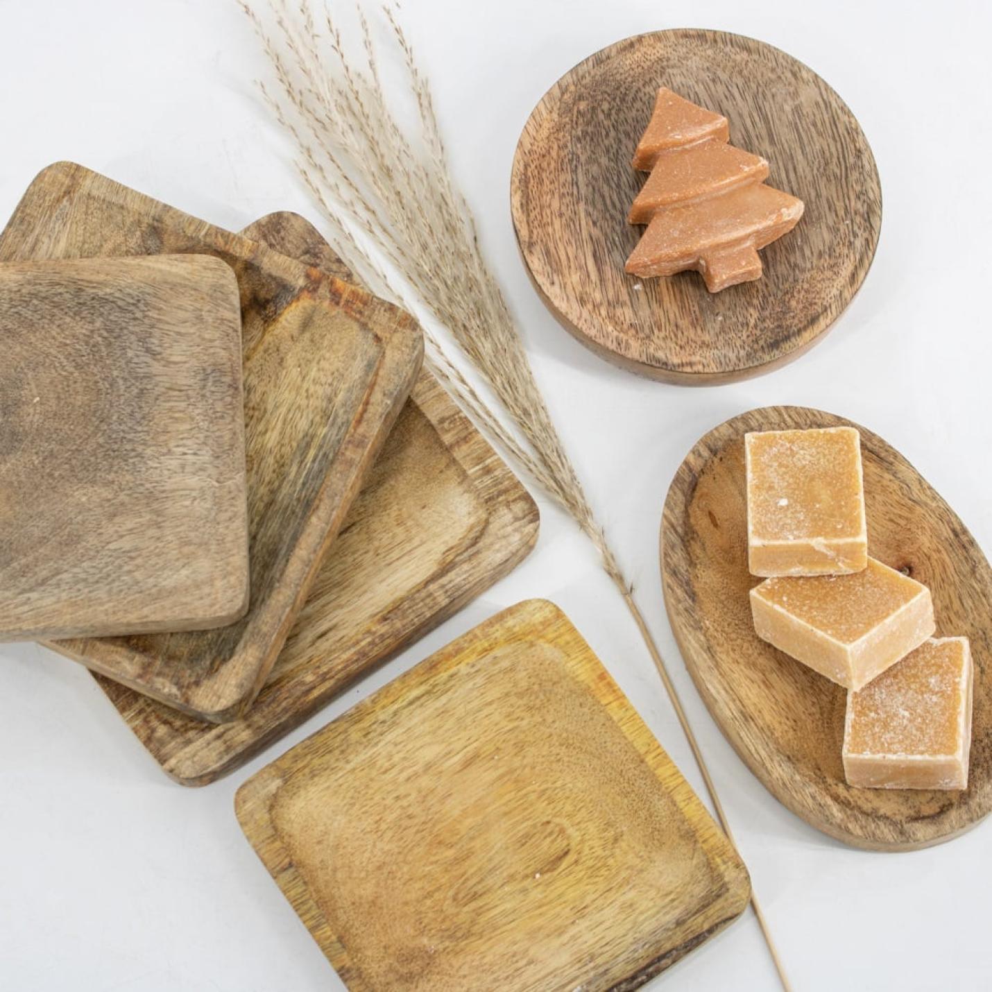 Massief houten schaaltje 12x12cm vierkant - wt0626