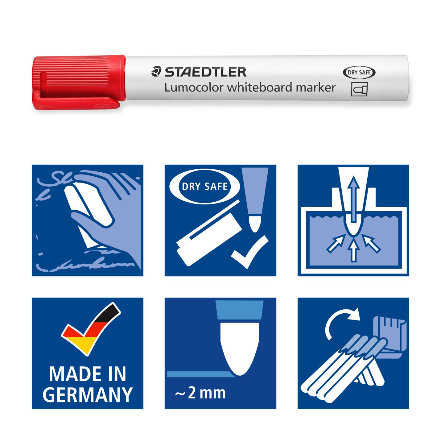 Whiteboarmarker Lumocolor 351 ronde punt - rood - p/stuk; Afbeelding: 2