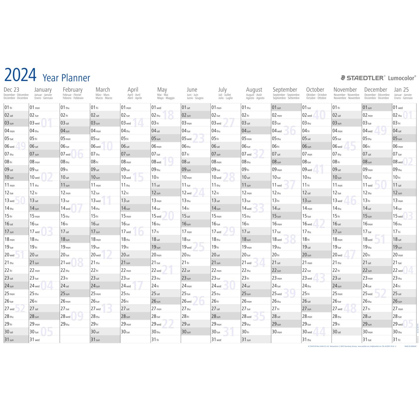 Jaarplanner 2024 Staedtler Lumocolor (84x60cm)