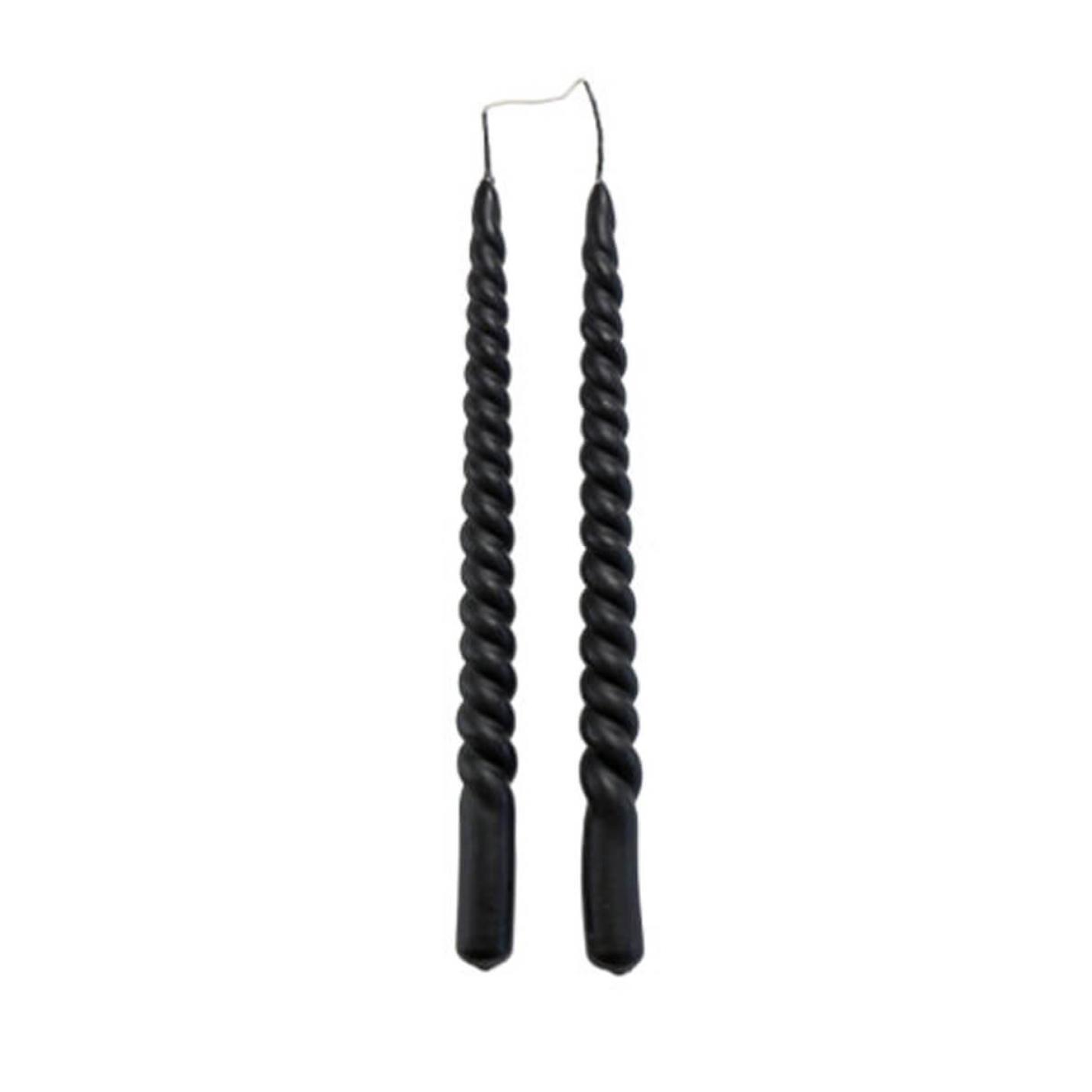 Kaars swirl Zwart set van 2
