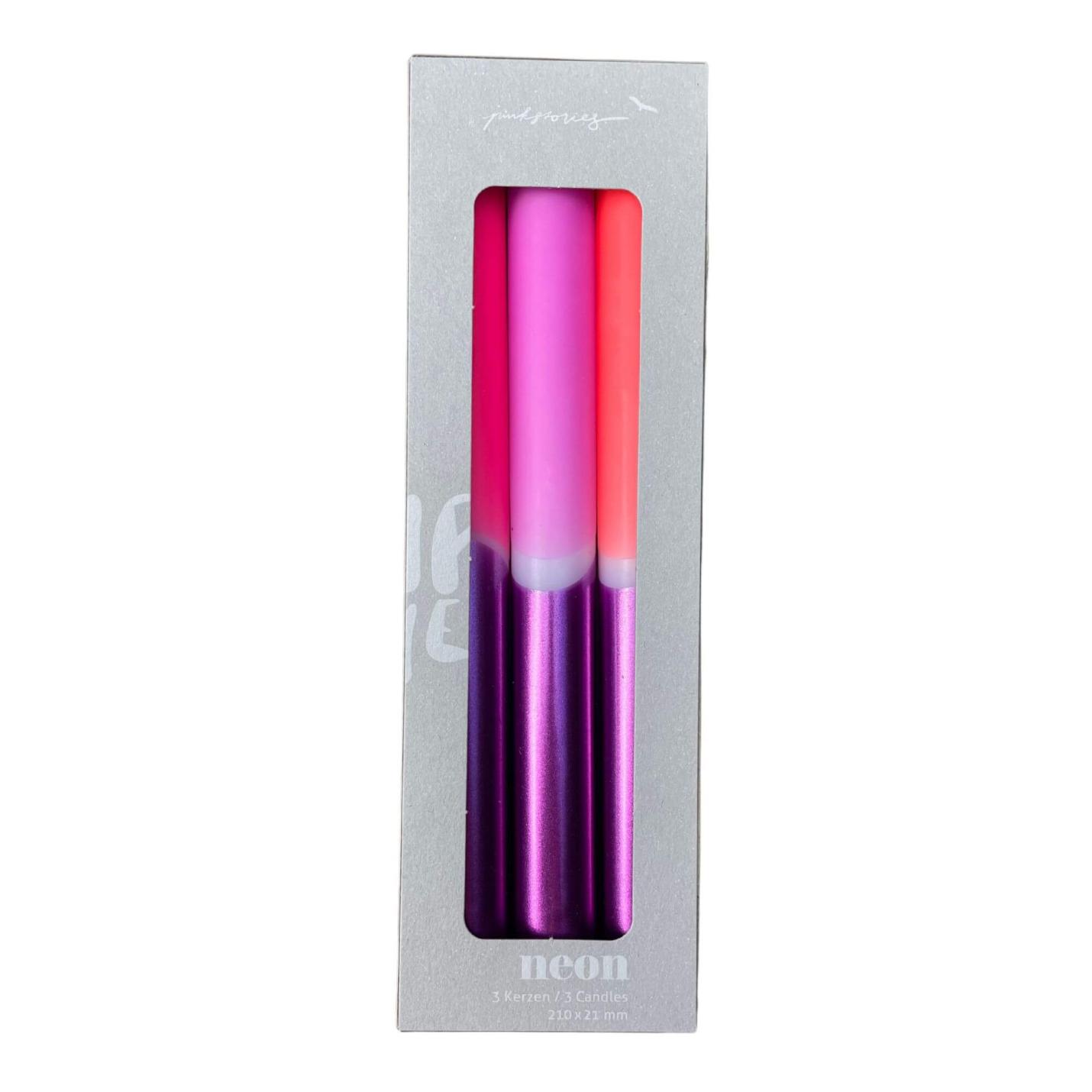 Dip Dye Xenon glossy kaarsen per 3 verpakt - Pink Stories; Afbeelding: 2