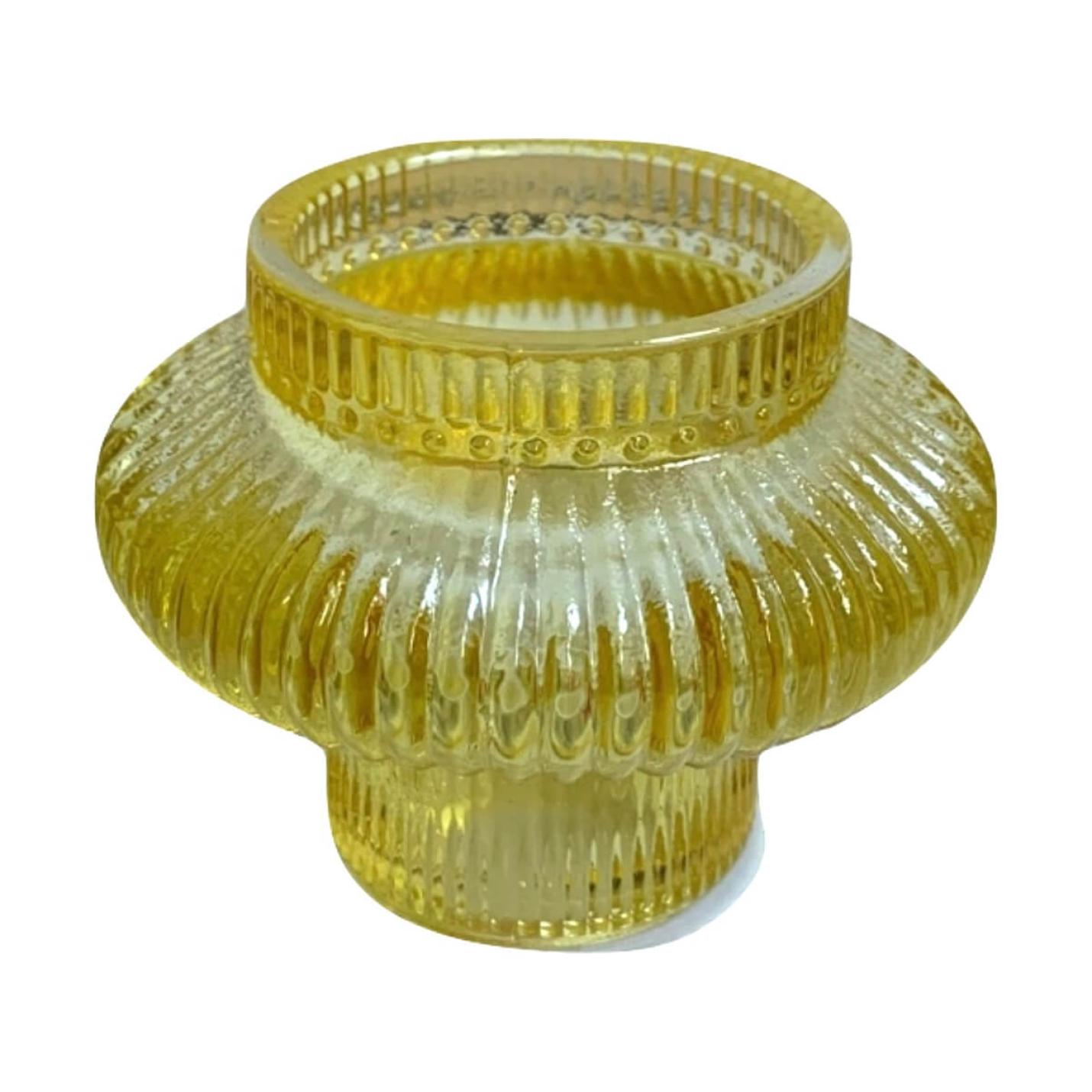Glazen kandelaar/ waxine houder in geel; Afbeelding: 2