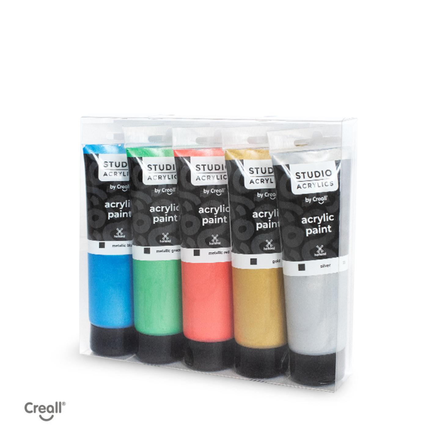 Creall Studio acrylics 5x120ml metallic colours