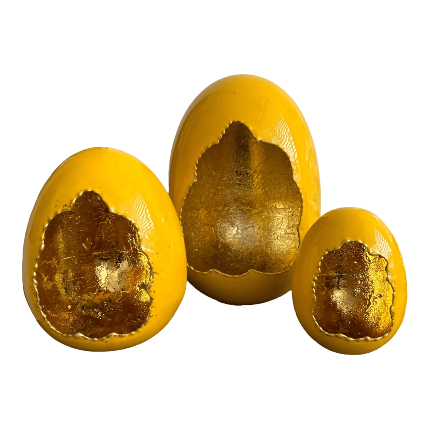 Decoratief geel/goud  ei in 3 maten - large; Afbeelding: 3