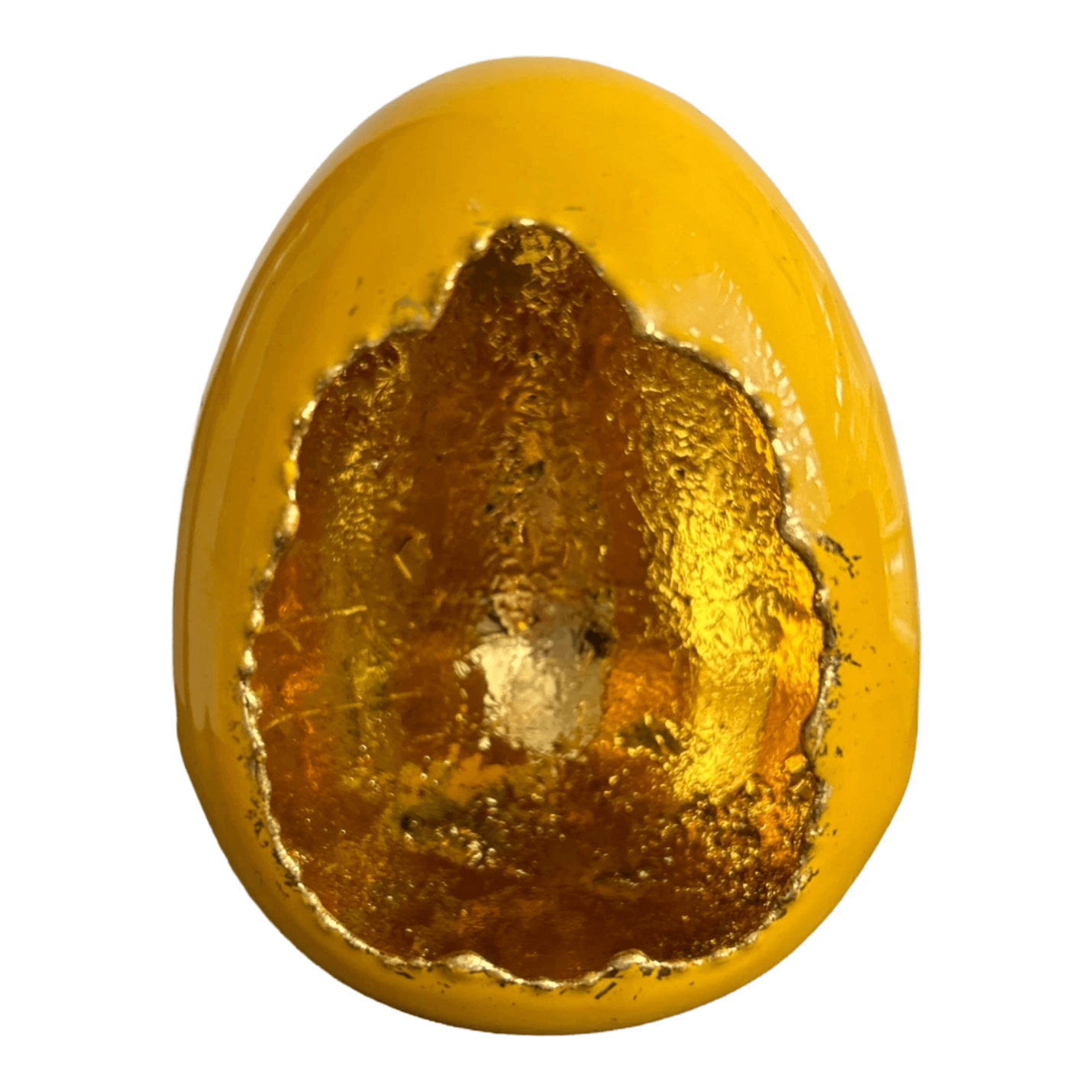 Decoratief geel/goud  ei in 3 maten - medium
