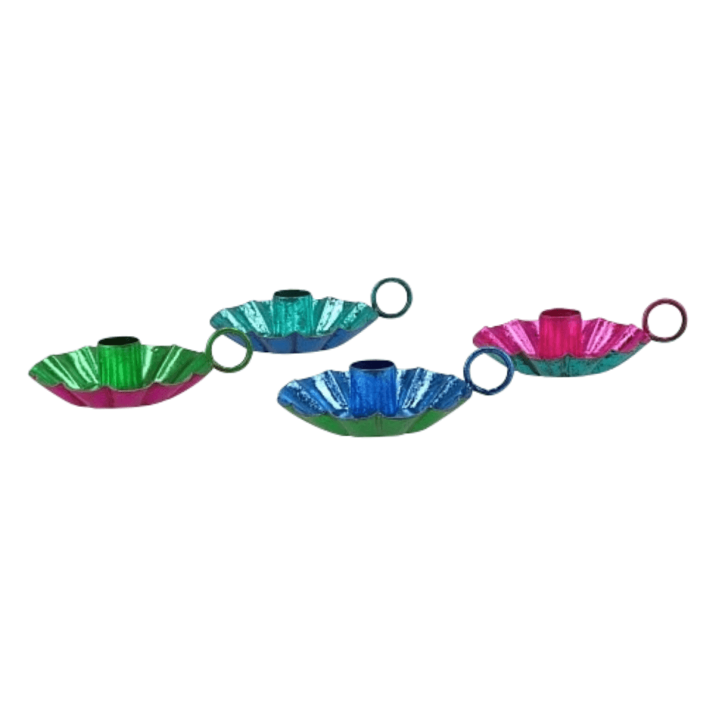Kandelaar Flowe groen / fuchsia metallic maat S en M - maat S Ø 12cm; Afbeelding: 2