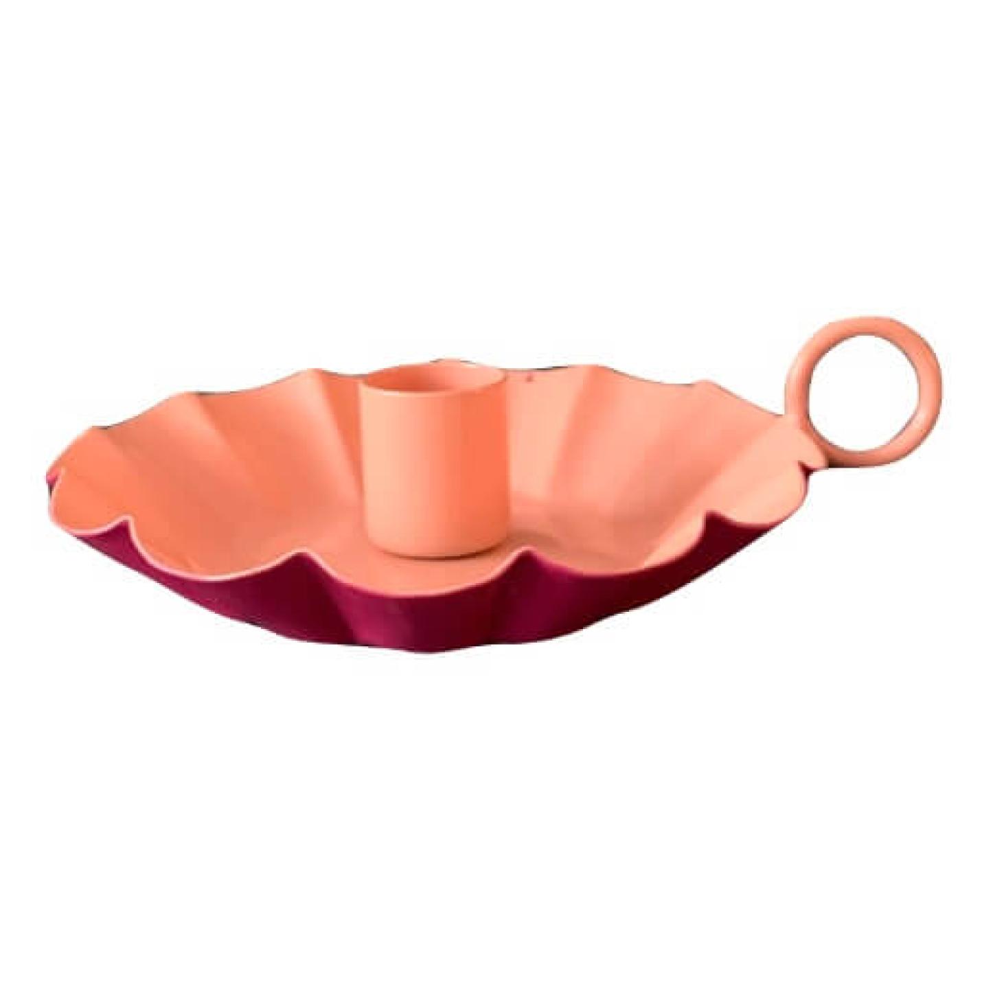 Kandelaar Flower fuchsia Peach /fuchsia roze maat S en M - Maat M Ø15cm