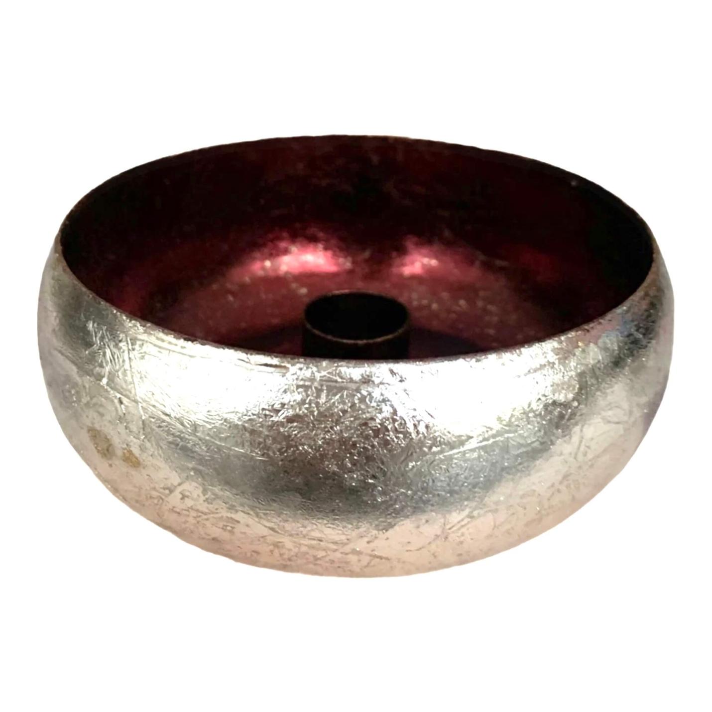 Kandelaar Cosmo zilver/bordeau  in 2 maten - klen Ø 10,5cm