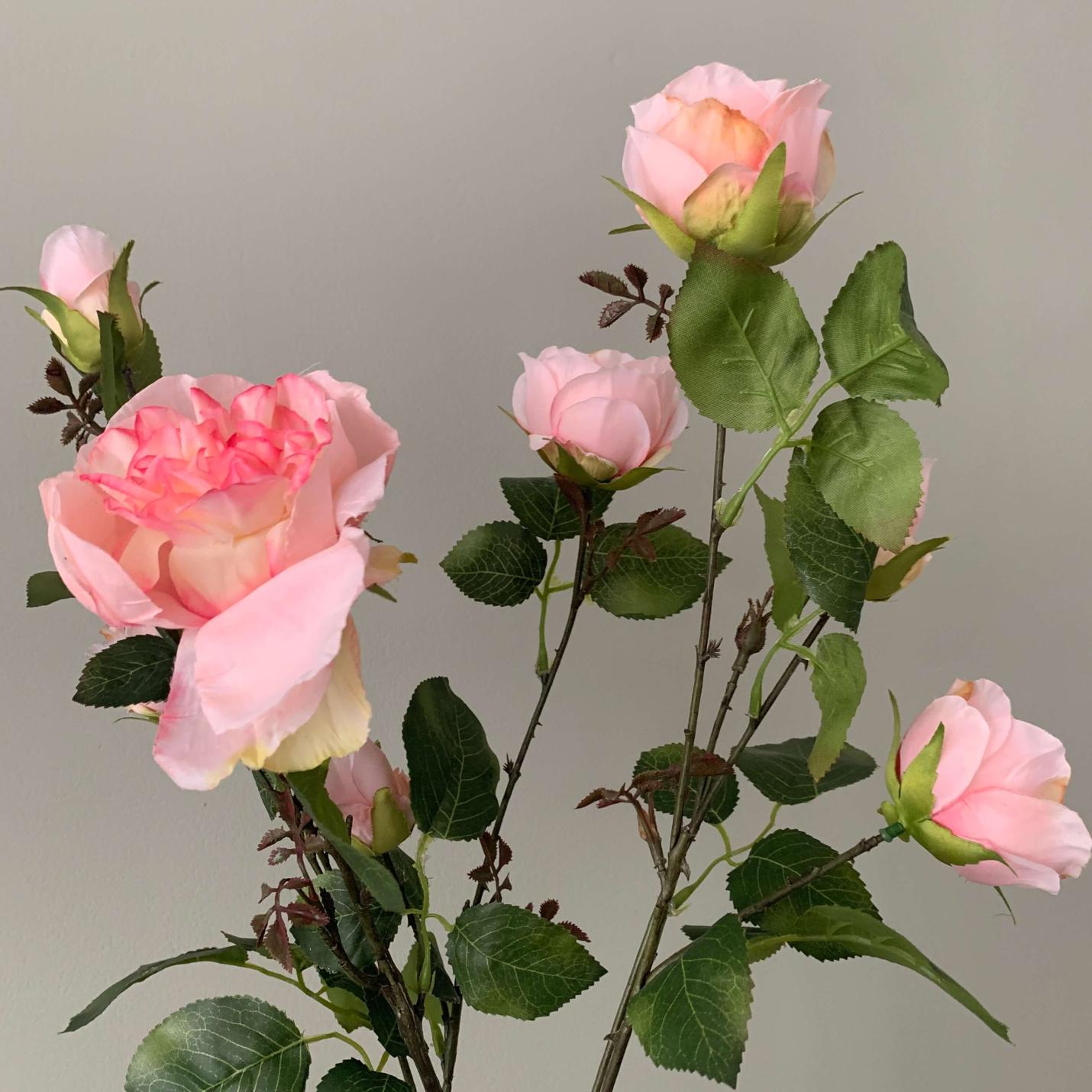 Zijden rozen tak met meerdere roze rozen; Afbeelding: 2