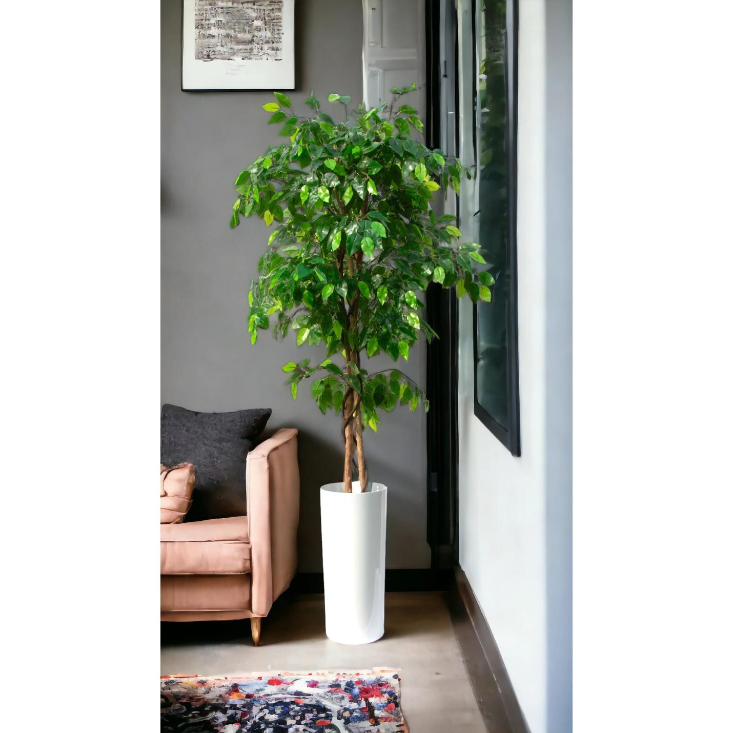 Ficus Benjamina Kunstplant - 160 cm - Flora City - Collectie van hoogwaardige kunstplanten en zijden bloemboeketten, inclusief kunstbloemen en nepplanten voor interieurdecoratie, perfect voor een onderhoudsvrij, groen thuis of kantoor.