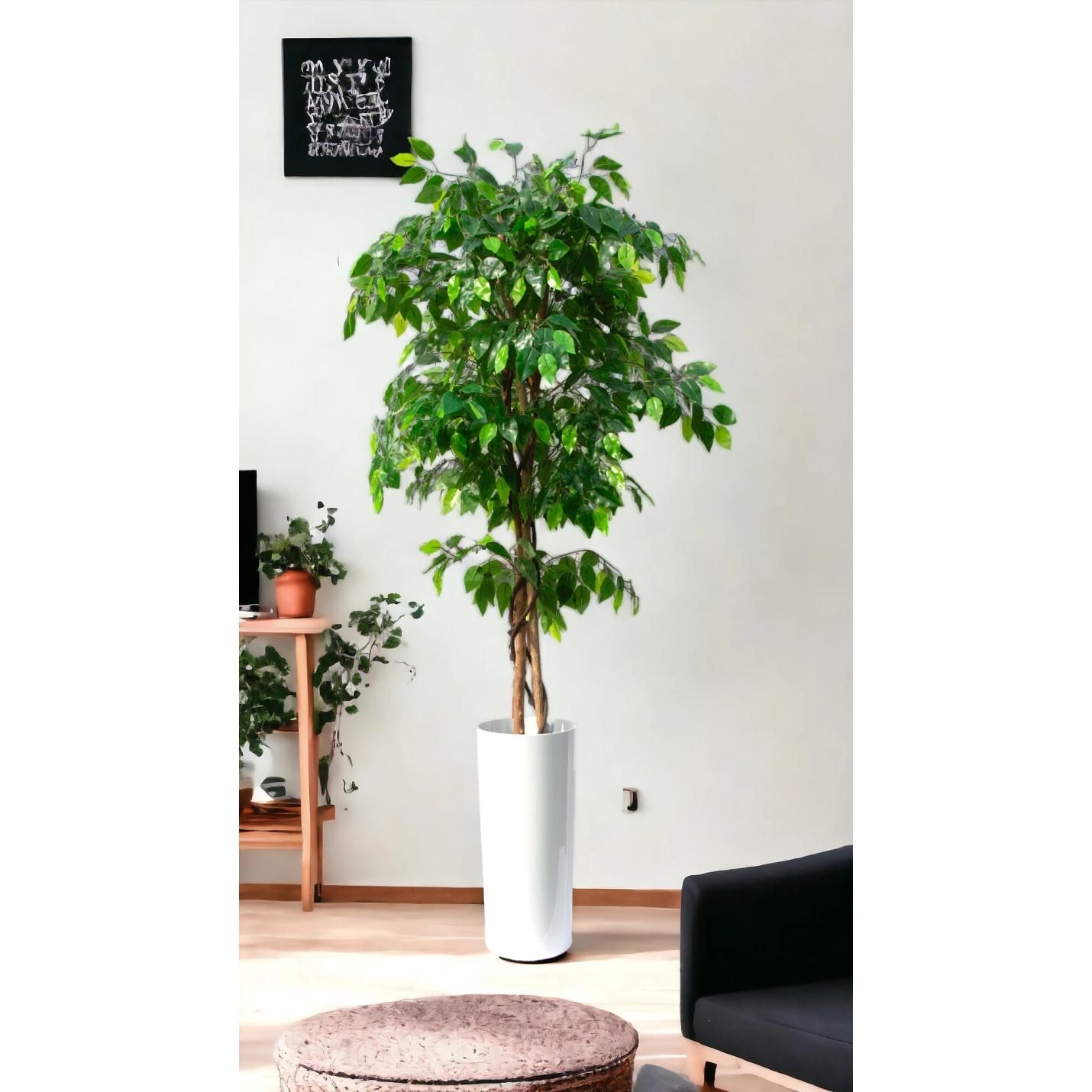 Ficus Benjamina Kunstplant - 160 cm - Flora City - Collectie van hoogwaardige kunstplanten en zijden bloemboeketten, inclusief kunstbloemen en nepplanten voor interieurdecoratie, perfect voor een onderhoudsvrij, groen thuis of kantoor.