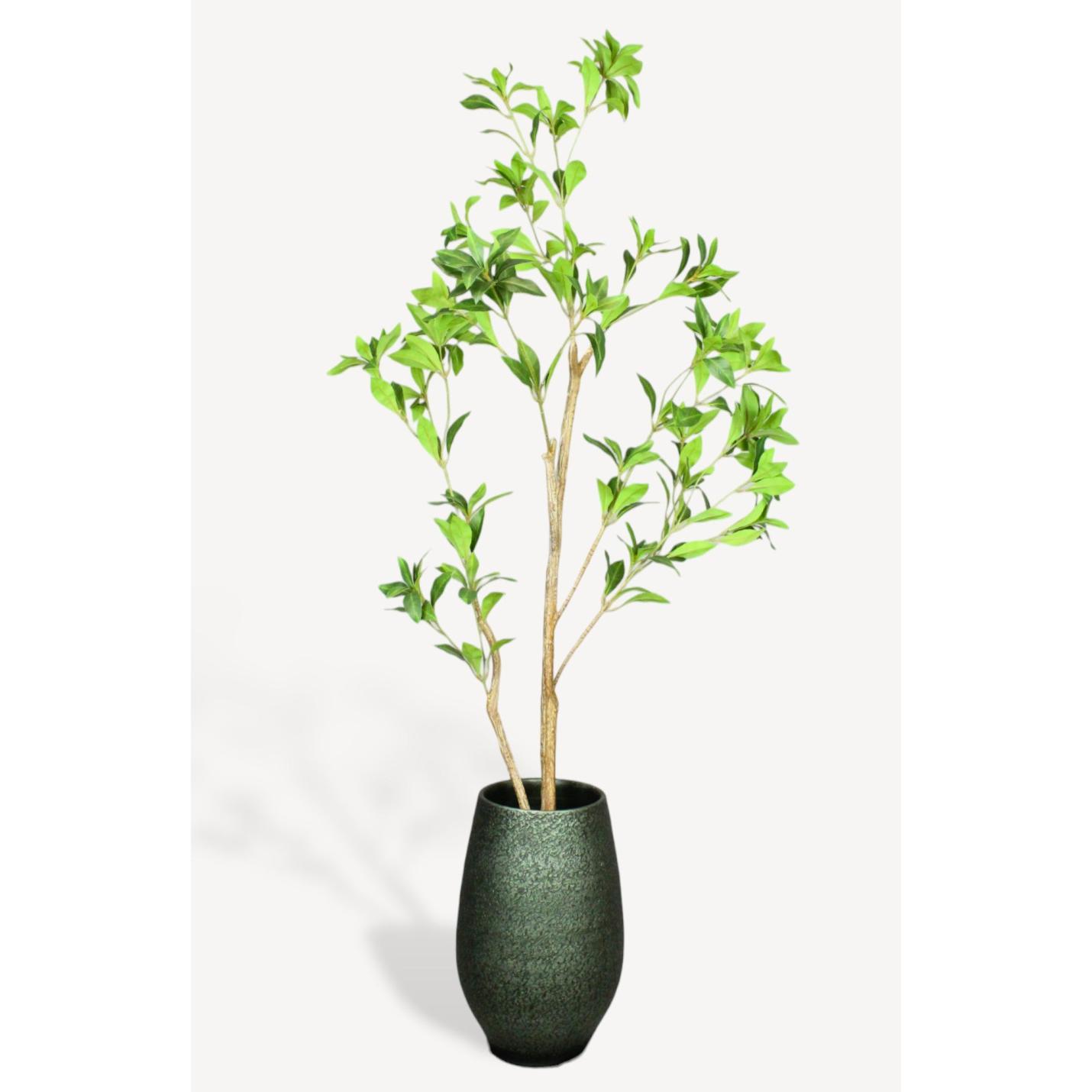 Tea Leaf Kunstplant - 120 cm - Collectie van hoogwaardige kunstplanten en zijden bloemboeketten, inclusief kunstbloemen en nepplanten voor interieurdecoratie, perfect voor een onderhoudsvrij, groen thuis of kantoor.