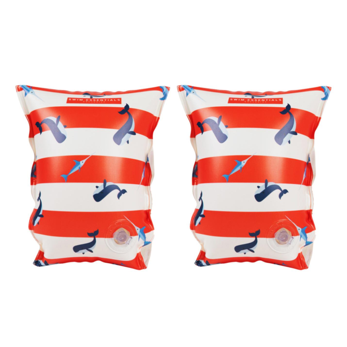 zwembandjes of zwemvleugels voor kinderen van swim essentials met walvis print rood wit