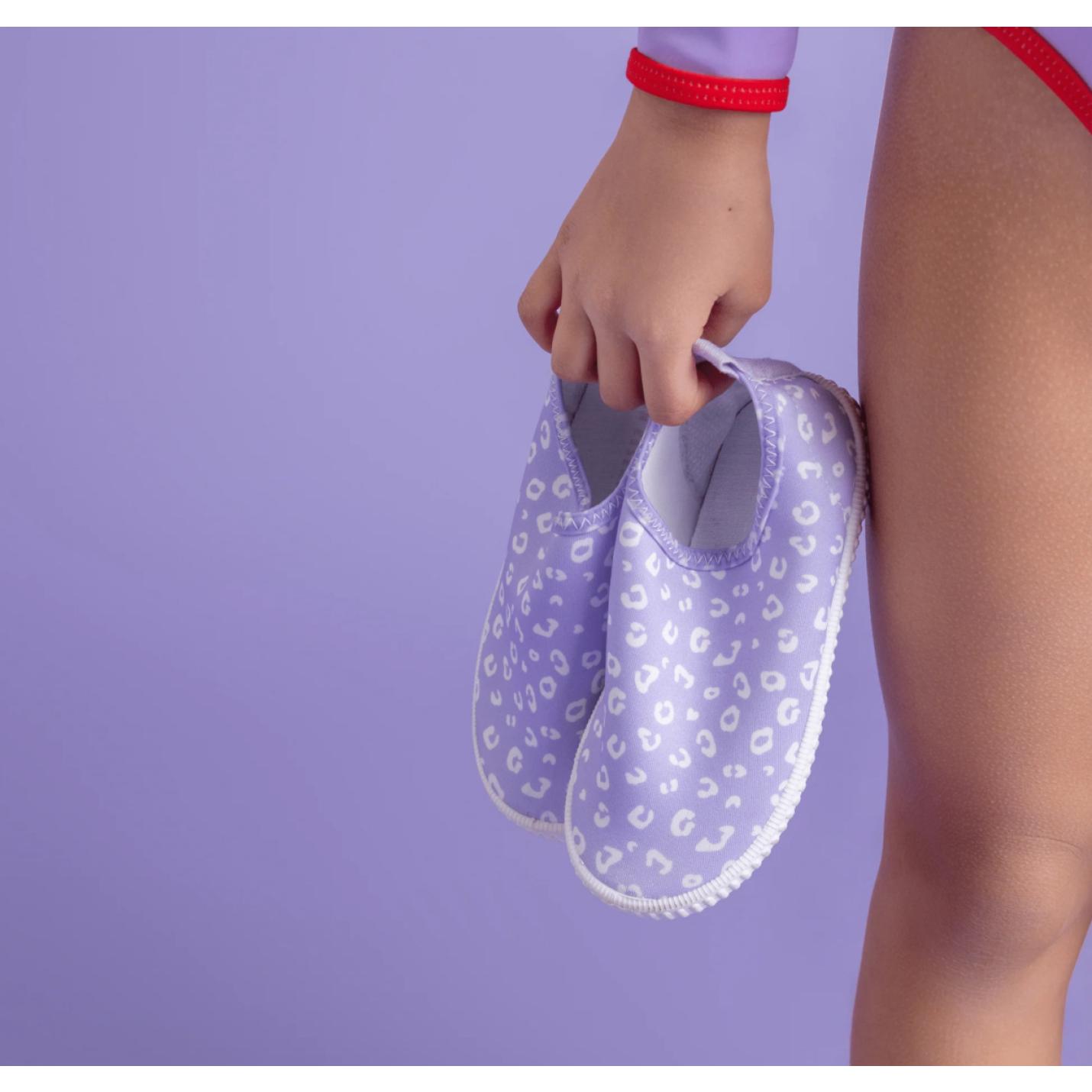swim essentials waterschoenen voor kinderen in lila panterprint
