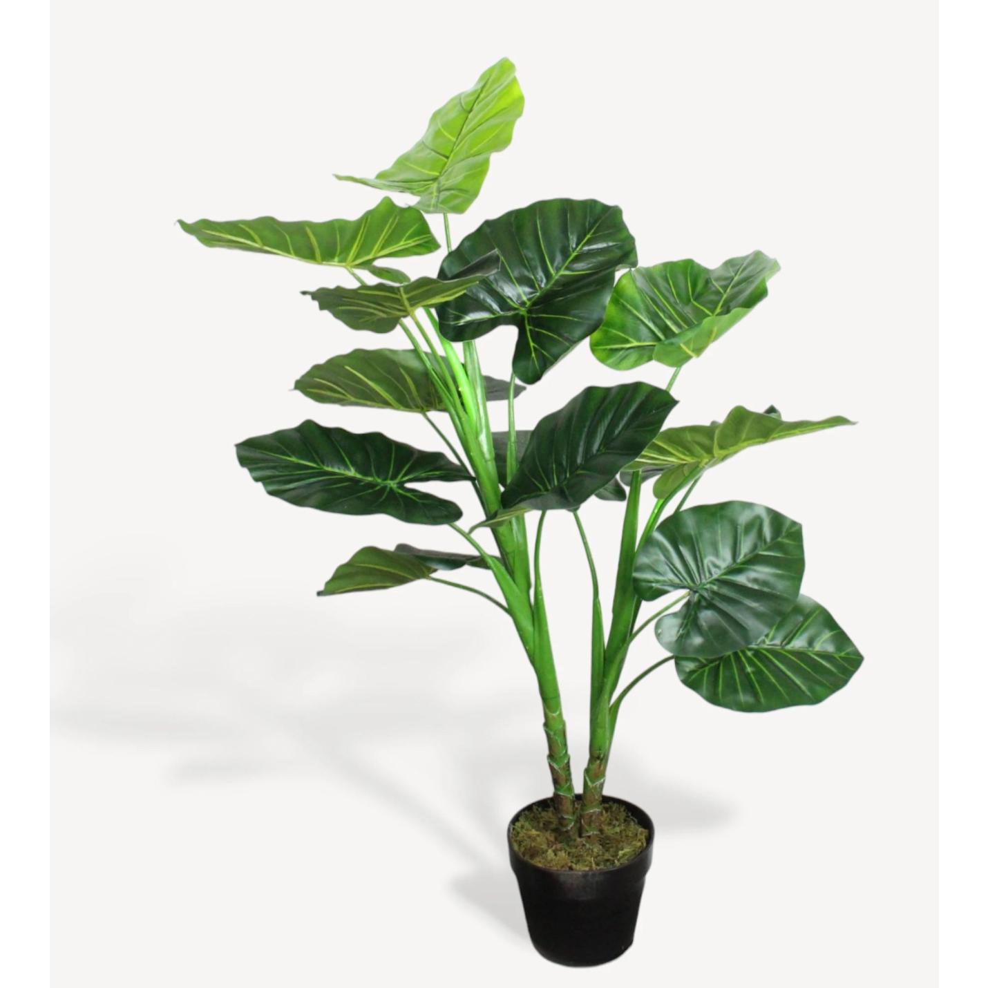 Taro Kunstplant - 100 cm - Collectie van hoogwaardige kunstplanten en zijden bloemboeketten, inclusief kunstbloemen en nepplanten voor interieurdecoratie, perfect voor een onderhoudsvrij, groen thuis of kantoor.