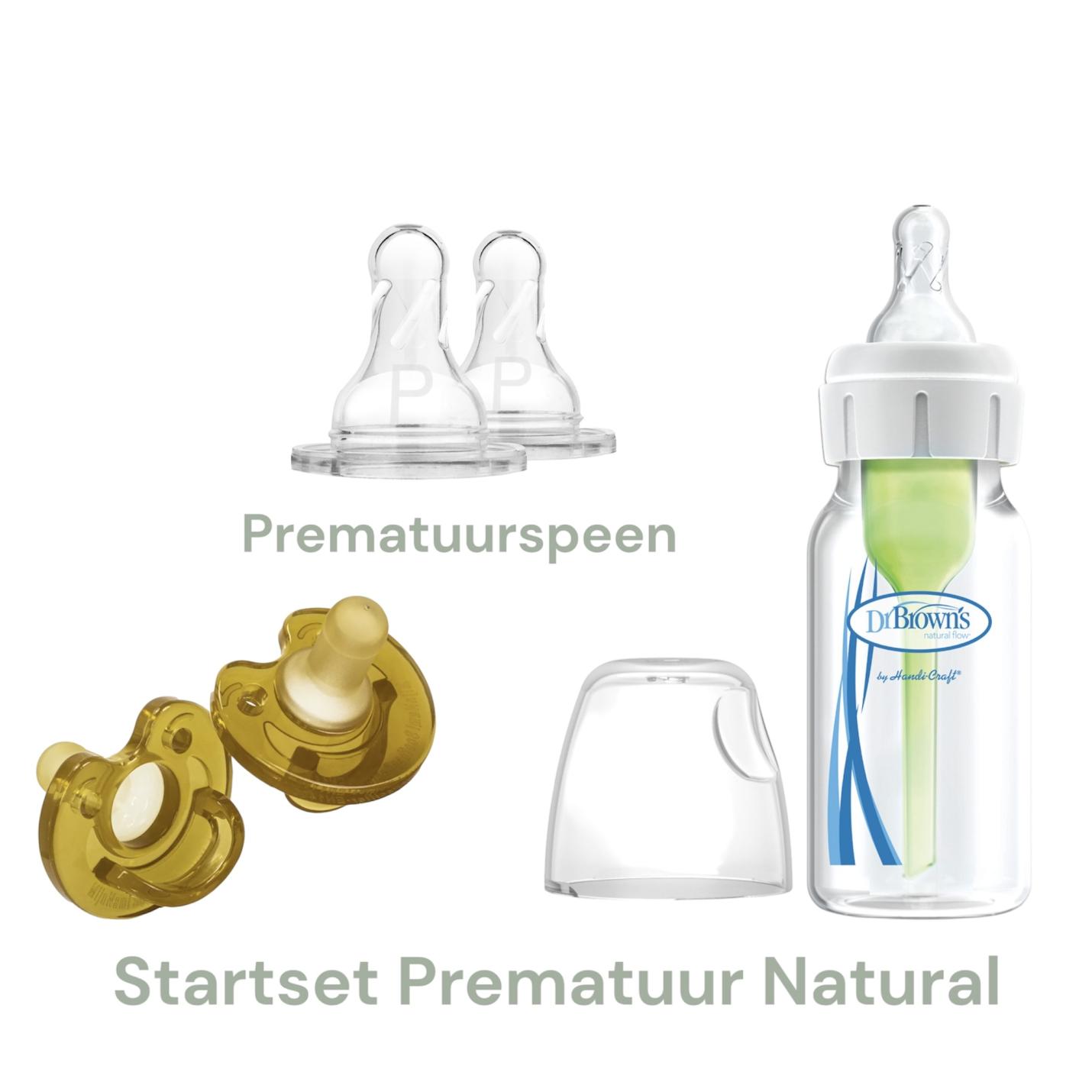 Startset Prematuur Natural Dr.Brown's fles 120ml Prematuren Speen en Mijnnami Fopspenen