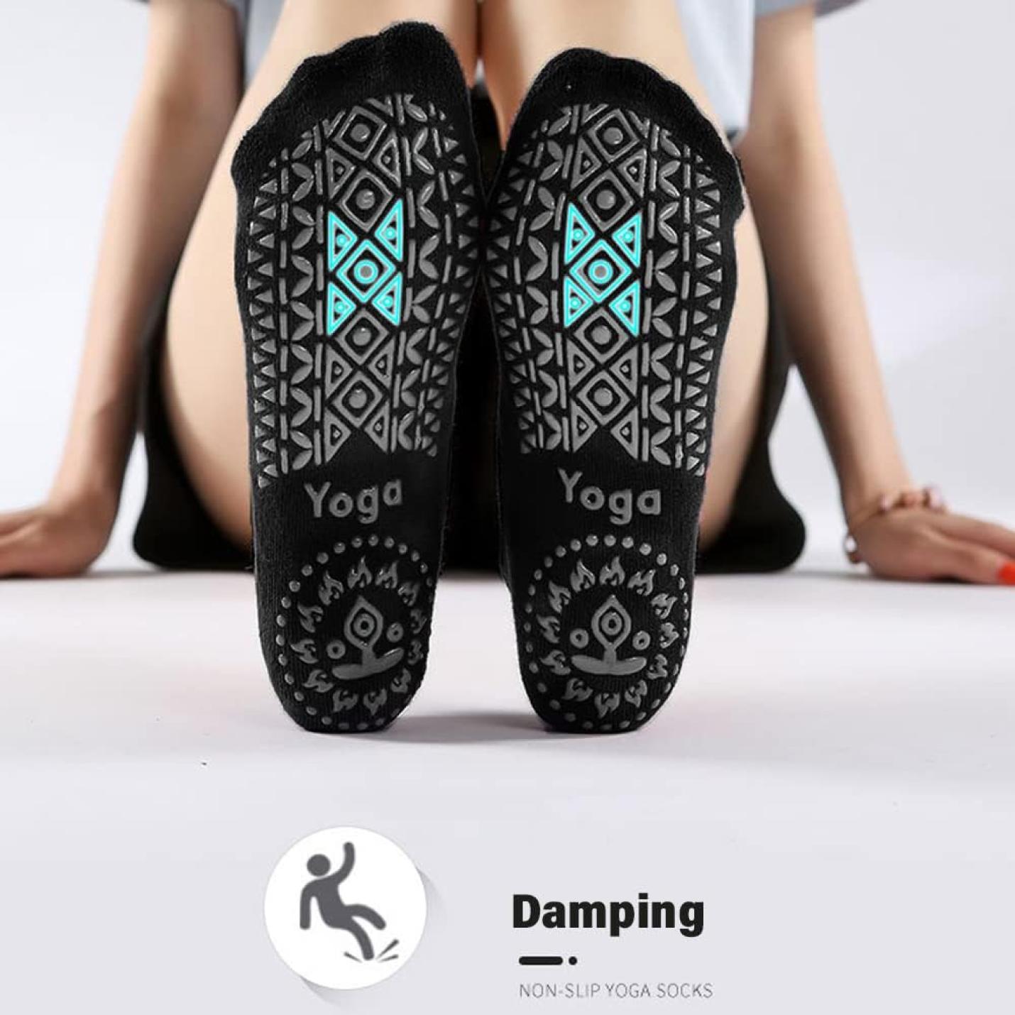 2 paar yoga-sokken voor dames, antislip, pilates, barre fitness, blote  voettraining, antislip, balletsokken met anti-slip handgrepen voor pilates,  ballet, dans, fitness - zwart en grijs. | Webshoplocatie.nl